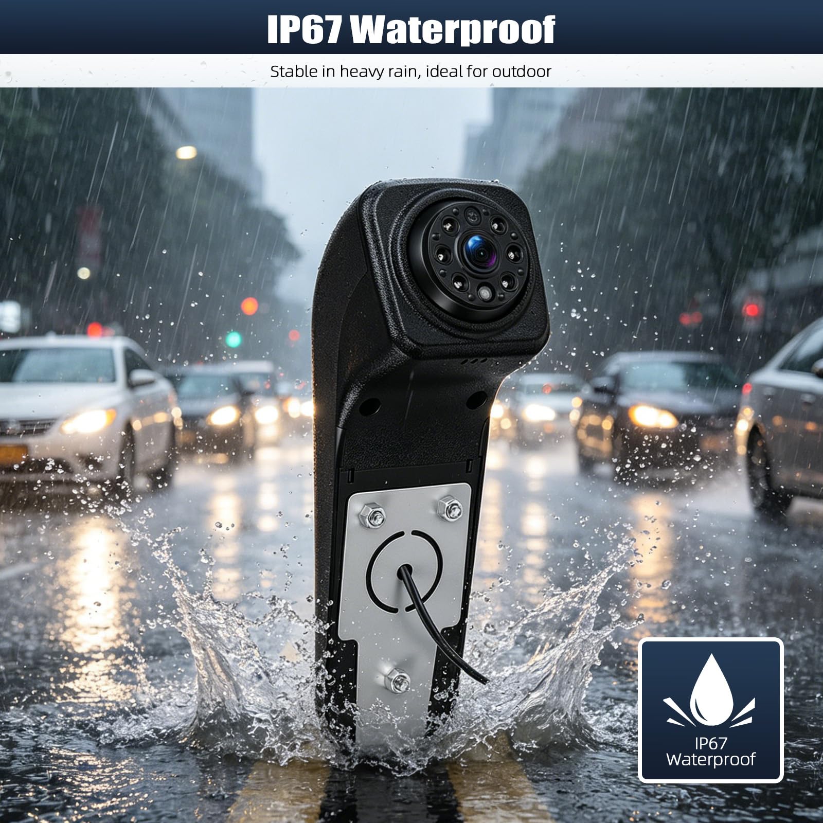 CAMECHO Visione Notturna Telecamera per Auto per VW Crafter 2017, Telecamera retrovisore con HD/CVBS - IP67, Grandangolo 140°, Linee di guida per il parcheggio
