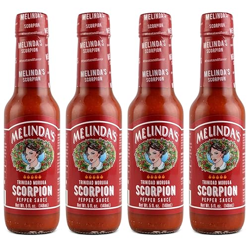 Melinda's Scorpion Pepper - Salsa picante - 5 onzas, paquete de 4