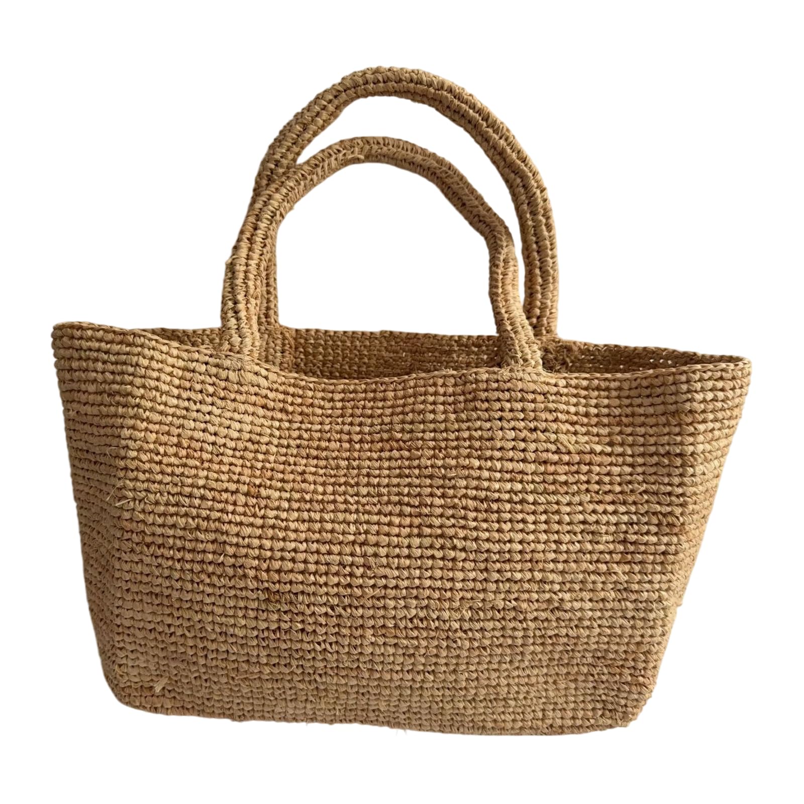 Borsa da spiaggia intrecciata in rafia per donna | Borsa tote all'uncinetto versatile, fatta a mano, adatta a viaggi, lavoro e mercato, presa comoda