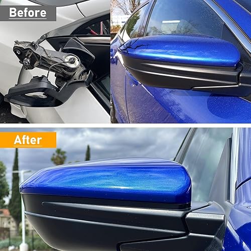 Miniatura 7 de Moonlinks Compatible con cubierta de espejo Honda Civic 2016-2021 de repuesto para el lado del pasajero, tapa metálica azul Aegean para 10