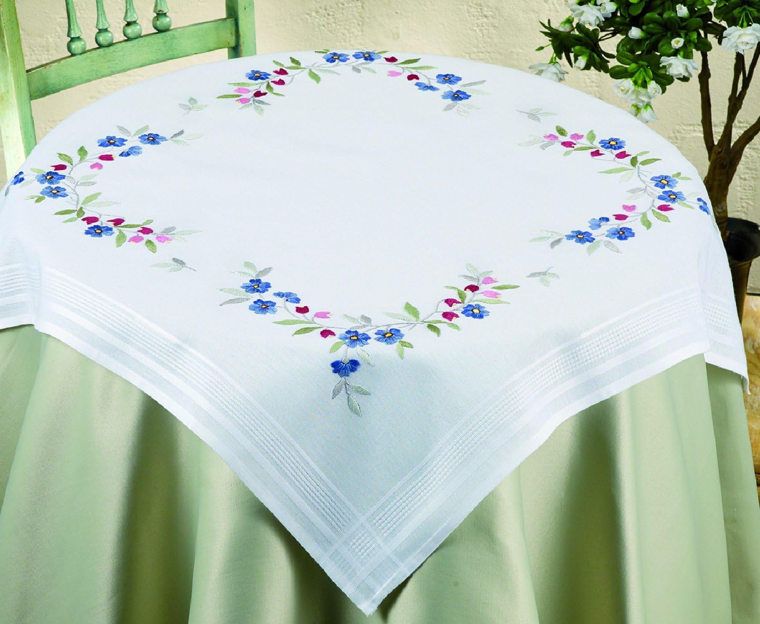 DecoLine Freestyle Embroidery Tablecloth Kit Cornflowers Amazon.co