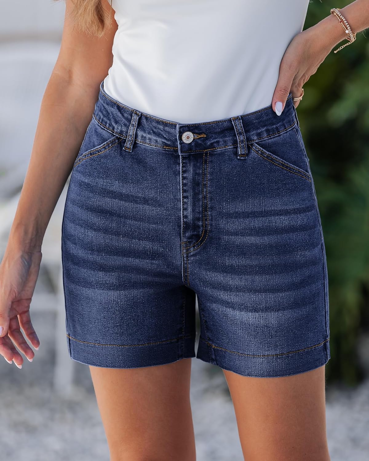 luvamia Jean Shorts for Women High Waisted Trendy Stretchy Denim Shorts 5 Inch Inseam Summer Casual Jorts with Pockets - Image 3