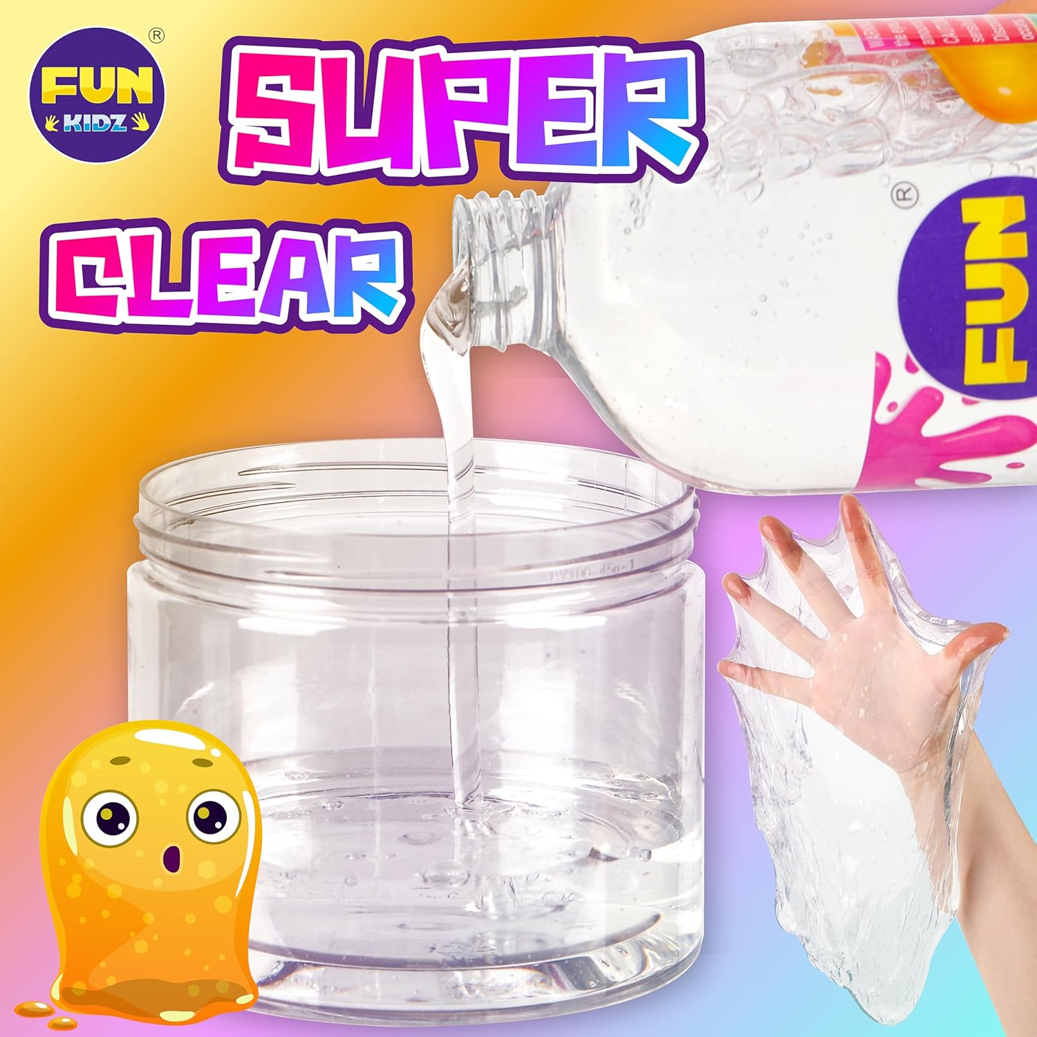 1.06QT Super Clear Slime Activator 34OZ Solution with Plastic Measuring Cup, FunKidz 1L Fine Formulation Work with All Types Slime Glue Washable Non-Toxic Kids Friendly Ingredients