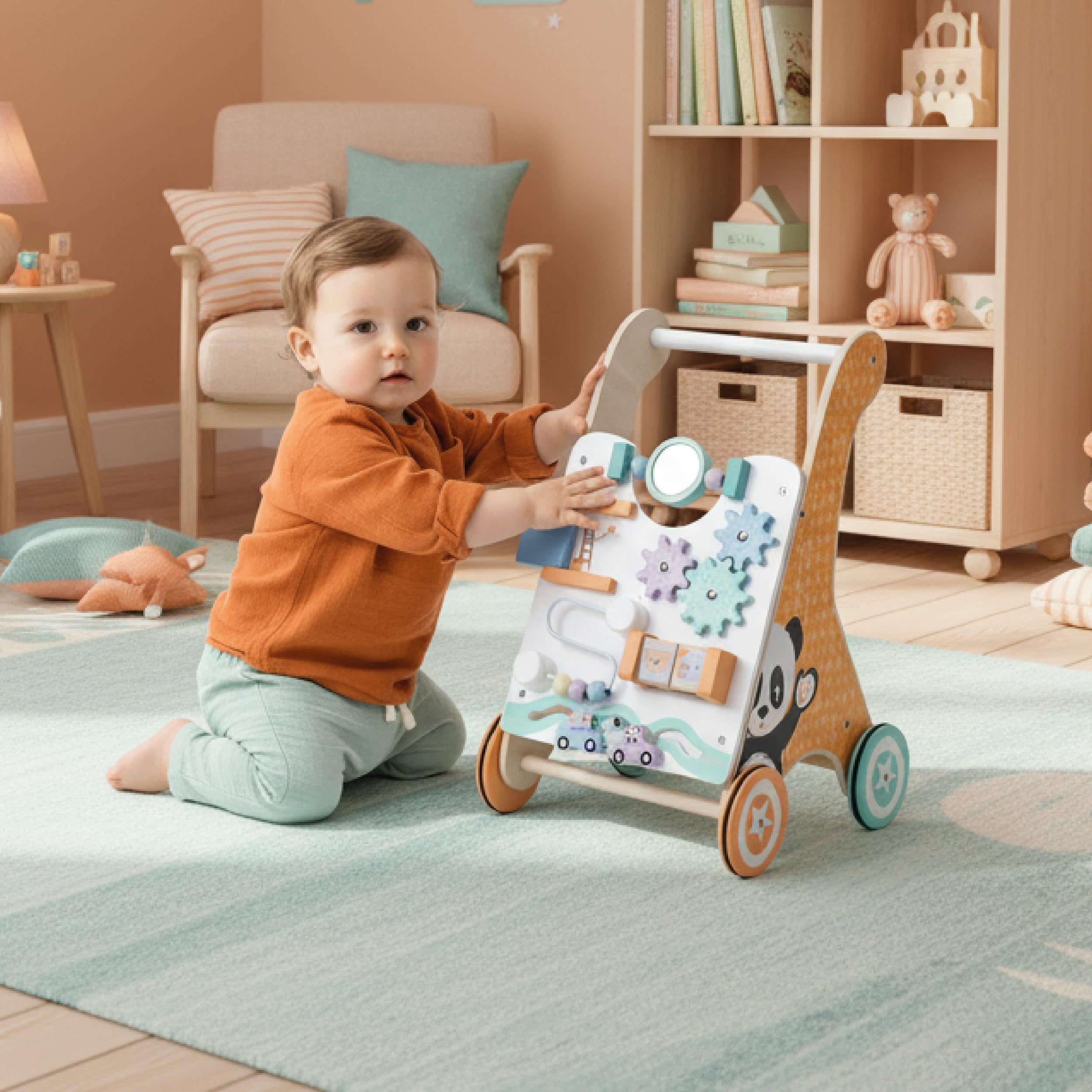 Carrello primi passi legno XXL, Gioco per bambini e bambini, Deambulatore Multifunzionale, per bambini da 12 a 36 mesi, rimo Compleanno Regalo 1 2 Anno (Bianco)