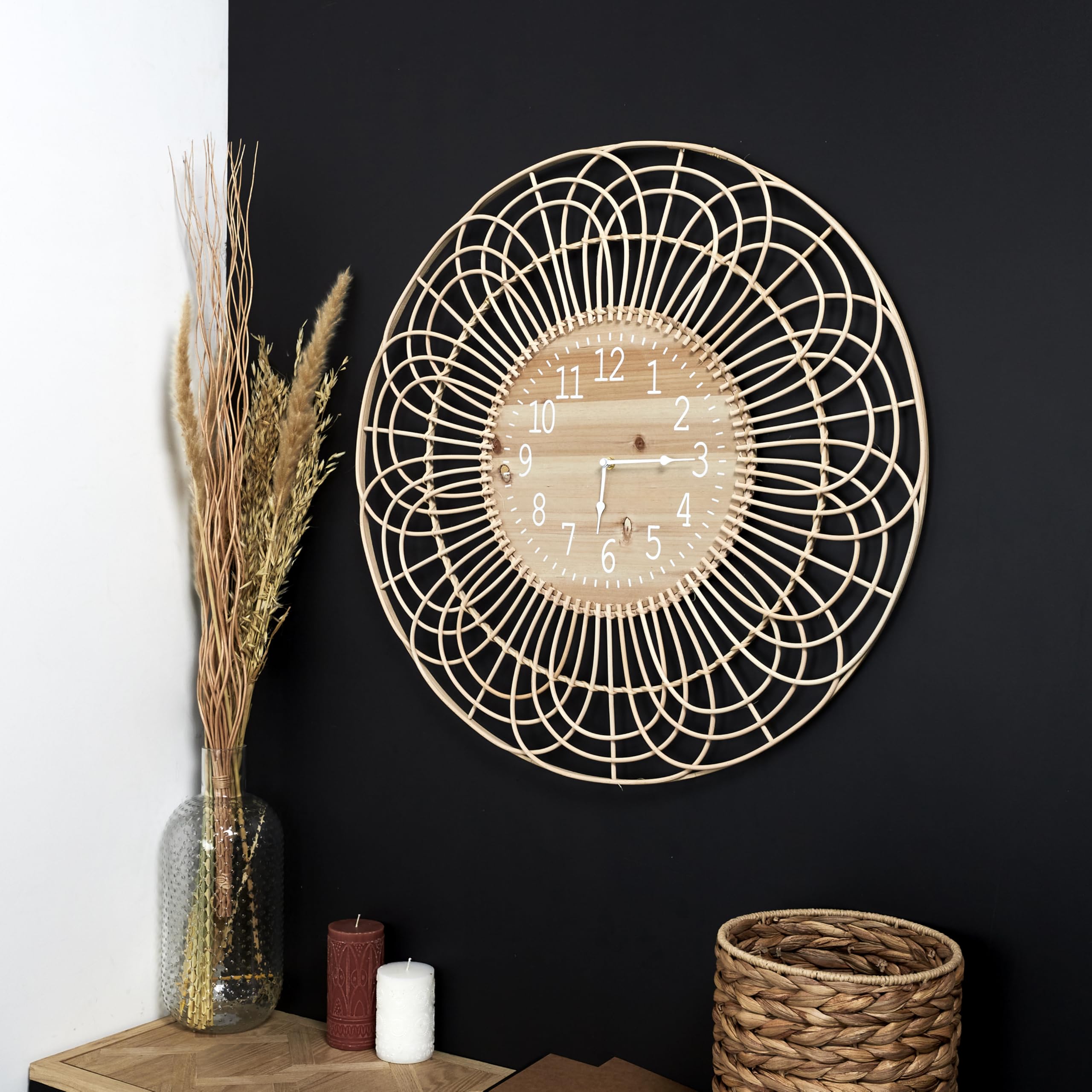 RELOJ PARED D.70 CM RATÁN