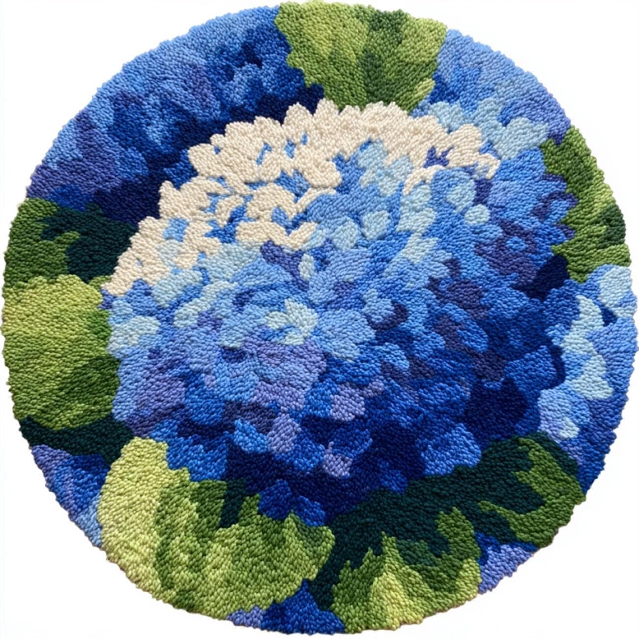 Kitquiver Latch Hook Carpet Kits Blue Hydrangea 100x100cm