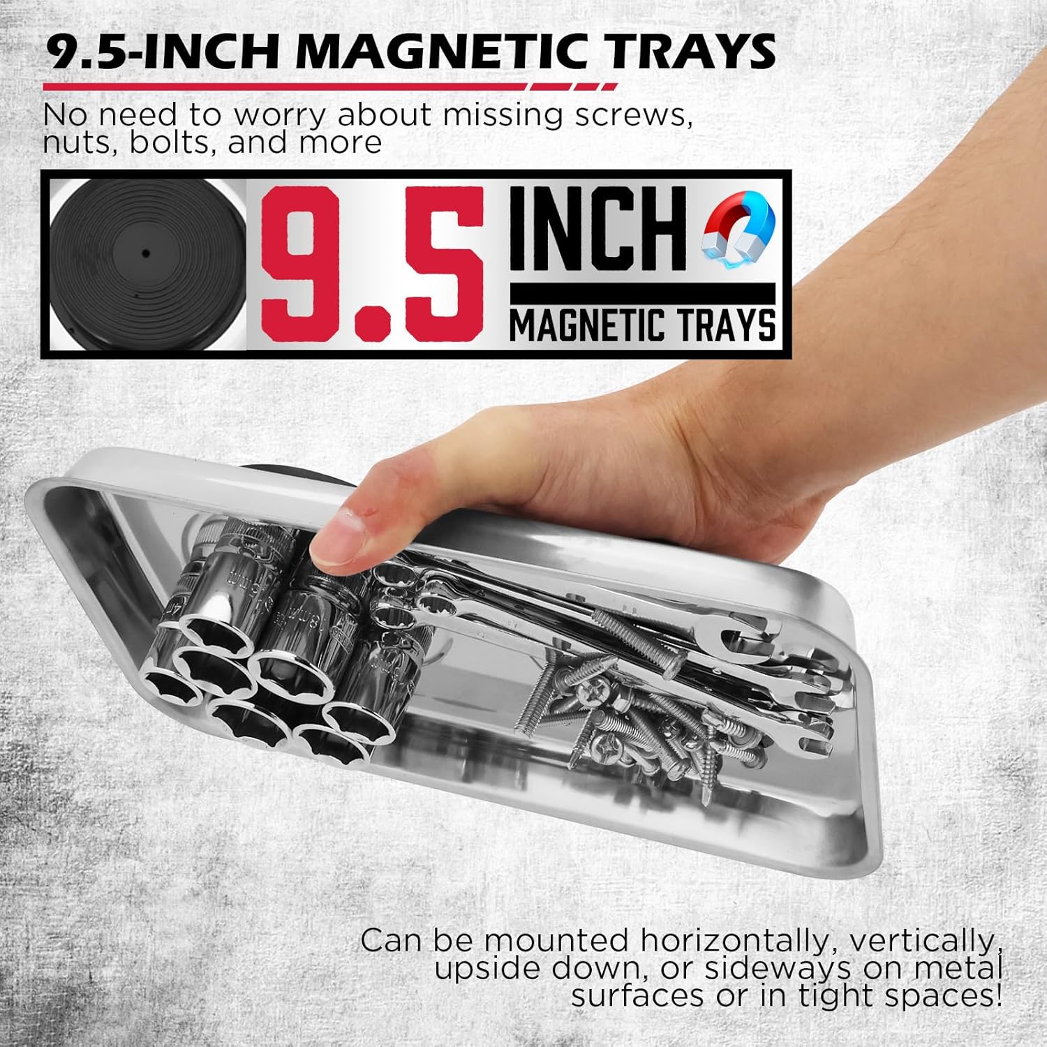 18-Inch Rolling Magnetic Sweeper with 9.5-inch Magnetic Trays, 45-Pound Capacity Telescoping Magnetic Pickup Lawn Sweeper, Adjustable Handle Pick-up Sweeper for Nails, Screws Workshop Garage Yard