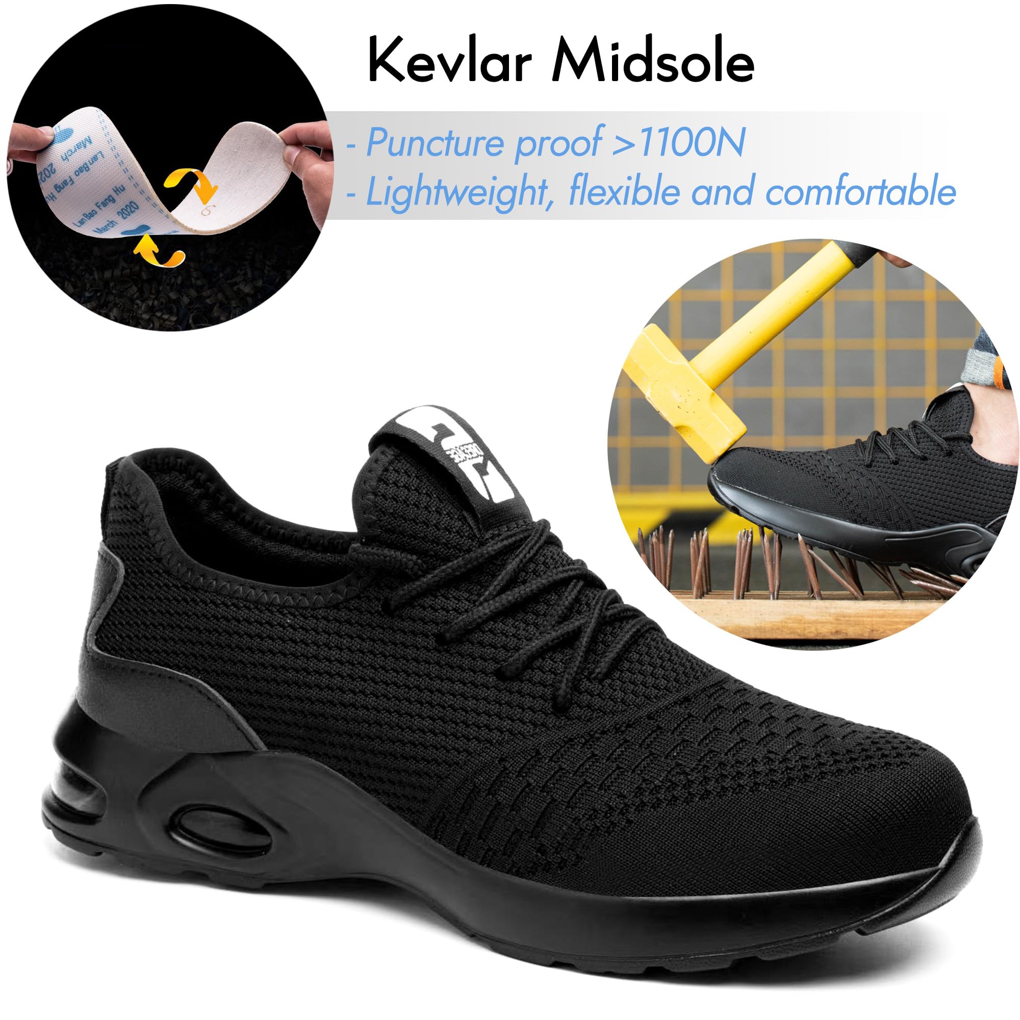 Nasogetch Sicherheitsschuhe Herren Leicht Arbeitsschuhe Damen Sportlich Stahlkappenschuhe rutschfest Atmungsaktiv