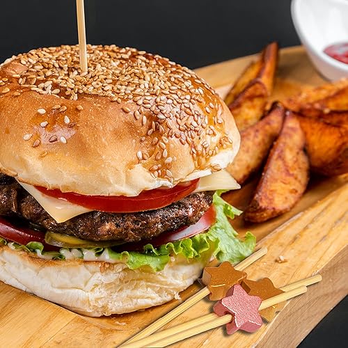 Miniatura 4 de PARTYHIPPO Paquete de 200 palillos de cóctel de bambú  Palillos de frutas tropicales de 4.7 pulgadas para aperitivos, frutas, queso, bebidas,