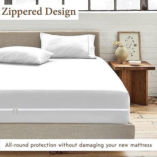 Miniatura 3 de Sábana bajera ajustable con cremallera, tamaño matrimonial, bolsillo profundo de 8 pulgadas, sábana inferior de microfibra cepillada de calidad de