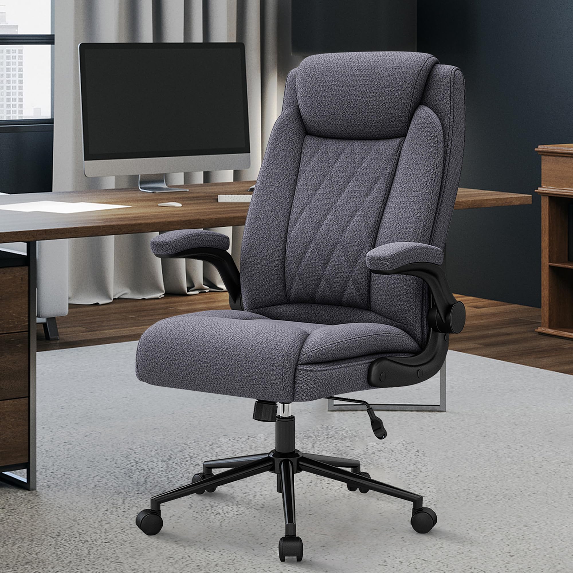 Executive Office Grey Fabric Computer Chair Finch Fox Low Back