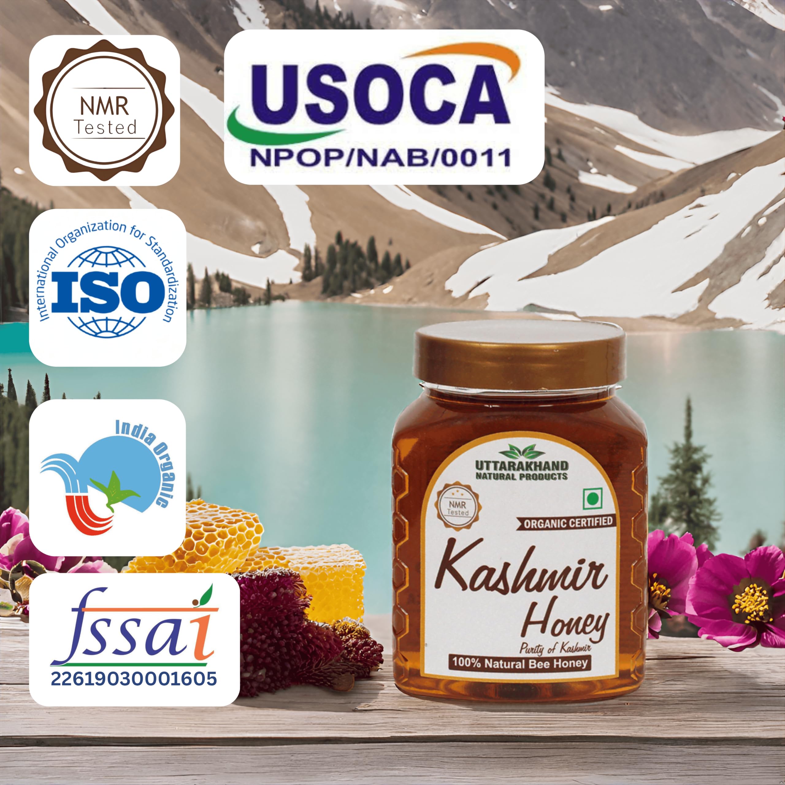 UTTARAKHAND NATURAL PRODUCTS Kashmir Honey 500gm (Pack of 2) | NMR Tested | Organic Certified | ISO Certified | Pure and Natural (2x500gm) 3