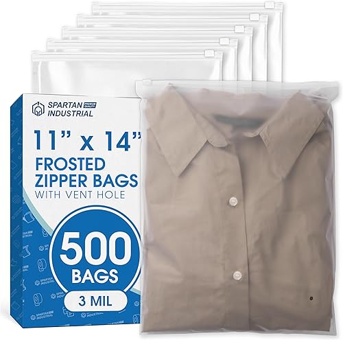 Spartan Industrial - Bolsas de plástico con cierre resellable de 11 x 14 pulgadas (500 unidades) de 3 mil con cierre resellable y orificio de
