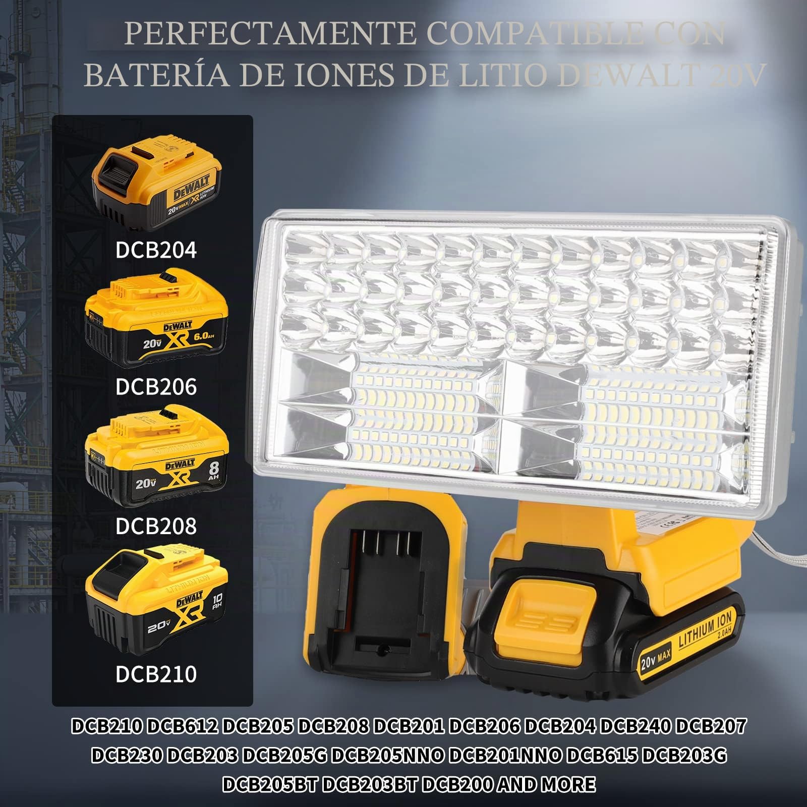 Lámpara LED inalámbrica de 4200 lm, compatible con batería de litio Dewalt de 18V, luz de trabajo de 18V para camping, reparación de automóviles, iluminación de emergencia y lugar de trabajo