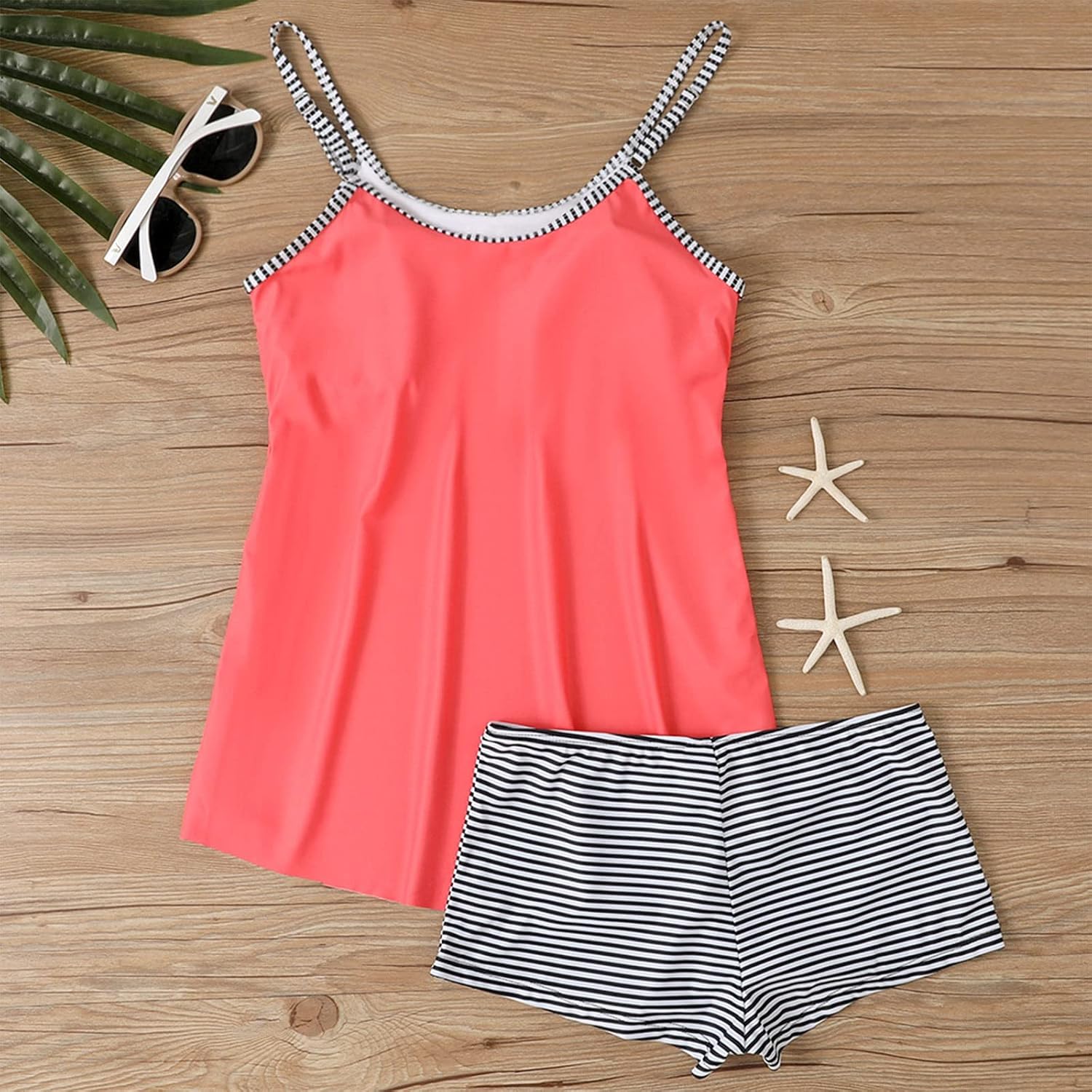 BAXLIMEK Tankini Swimsuits for Women Two Piece Tummy Control Bathing Suits,Trendy Print Swim Tank Tops with Boy Shorts