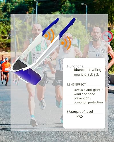 Miniatura 3 de Lentes inteligentes Bluetooth para hombres y mujeres, protección UV, altavoces de oído abierto, micrófono integrado, gafas de sol deportivas para