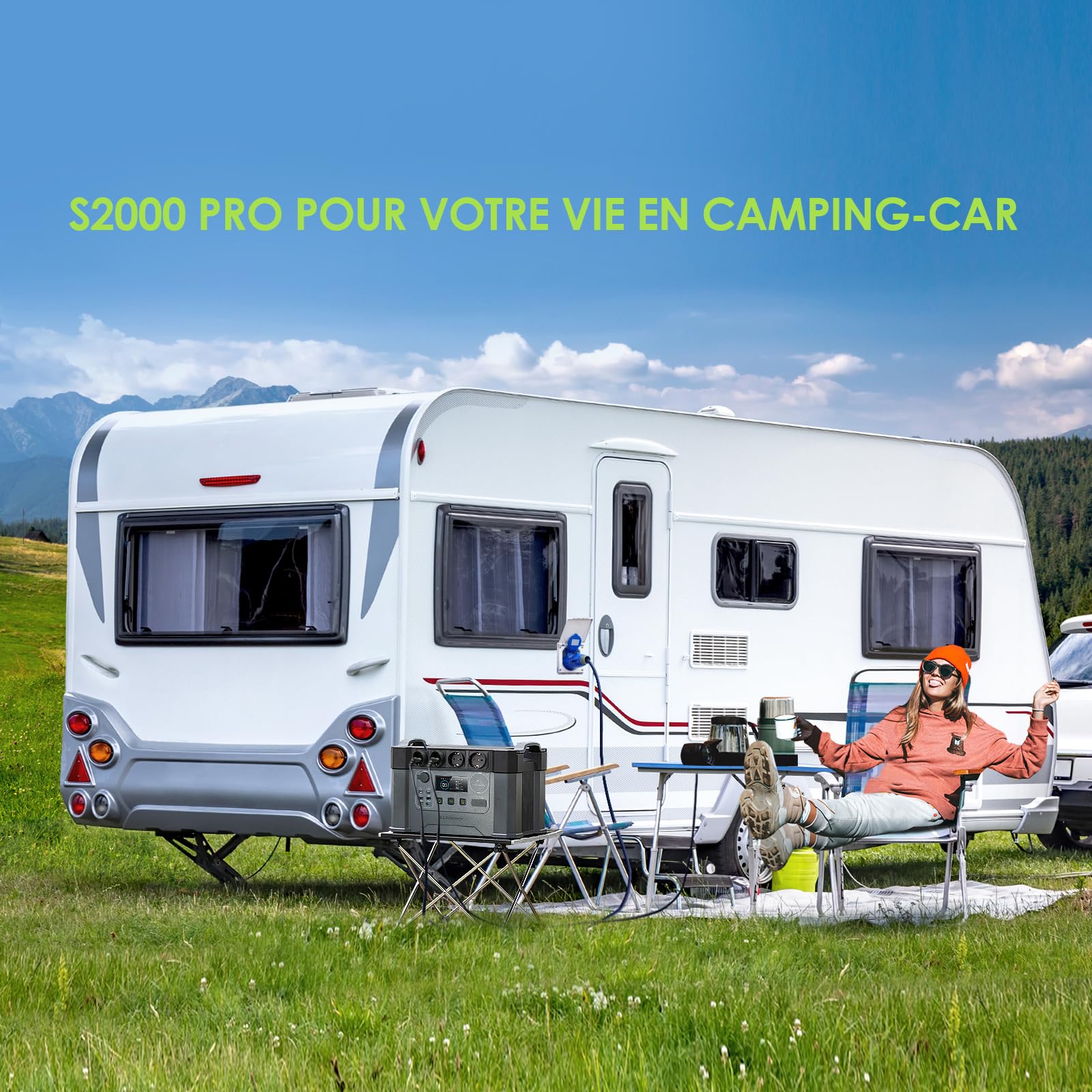 ALLPOWERS S2000Pro Station électrique portable 2400W 1451Wh (crête 4000 W), 0 à 100% en 1,5 heure, fonction UPS, générateur solaire pour camping, panne de camping-car, courant, extérieur