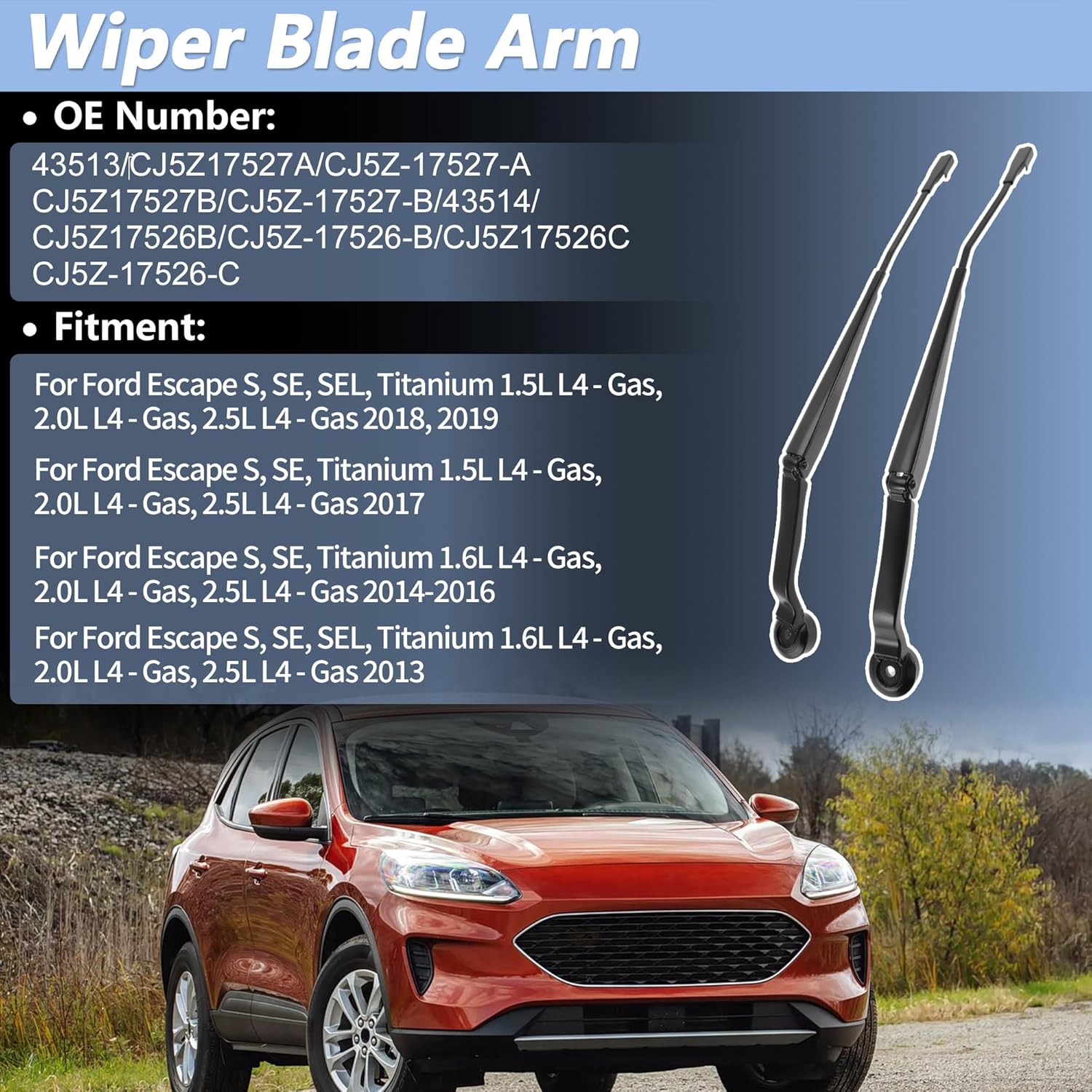 Windshield Wiper Arm for Ford Escape 2013 2014 2015 2016 2017 2018 2019 Front Left Right Windshield Wiper Blade Arm Kit