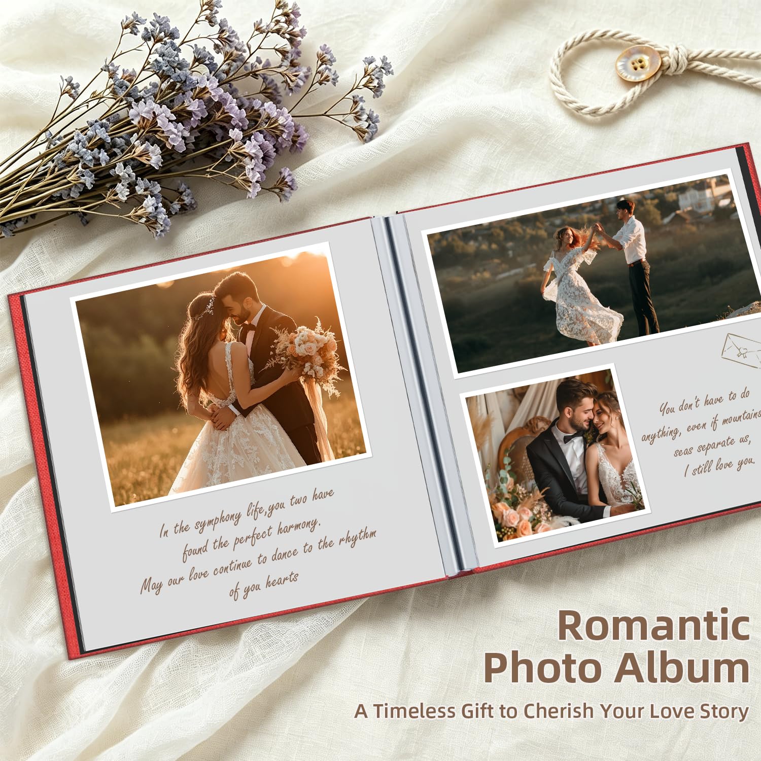 Popotop Álbum de fotos autoadhesivo con ventana de visualización de imágenes, 40 páginas, álbum de recortes para fotos de 4 x 6 pulgadas, 10 x 12 pulgadas, libro de recuerdos con cubierta de lino para