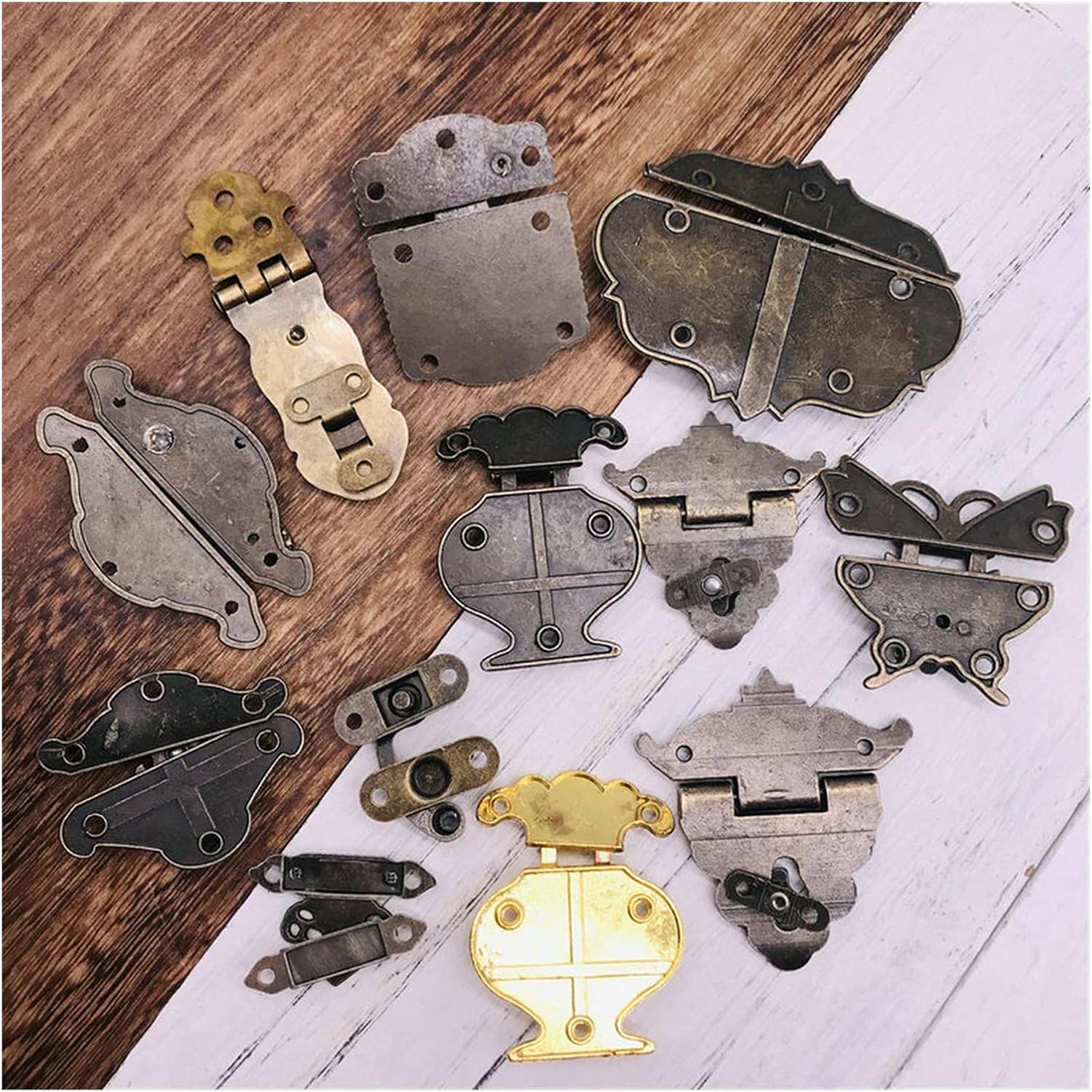 ハードウェアヒンジヒンジ 1ピースボックスロックバックルアンティーク亜鉛合金ジュエリー南京錠バックルロック木製ワインギフトボックスハ