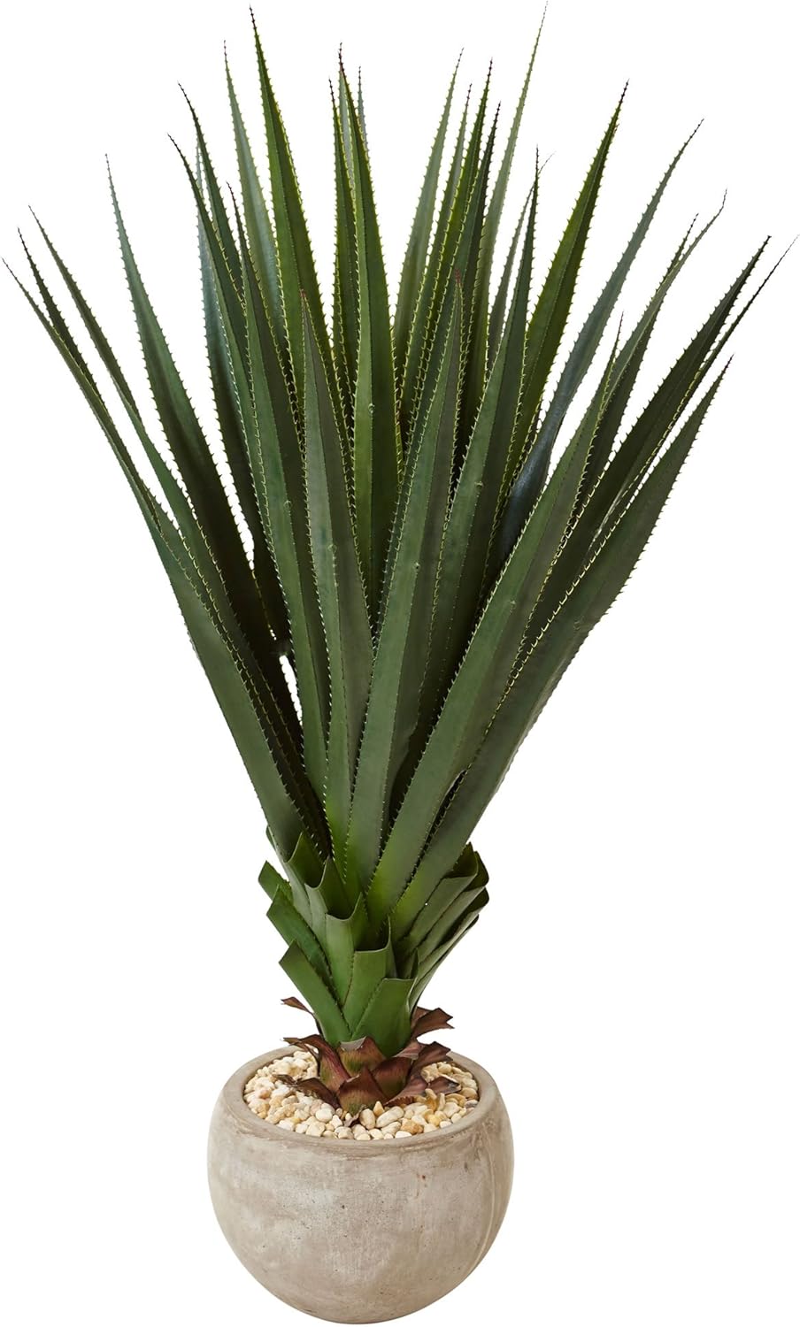 Nearly Natural Spiked Agave Artificial Plant in Sand Colored Bowl (Indoor/Outdoor)