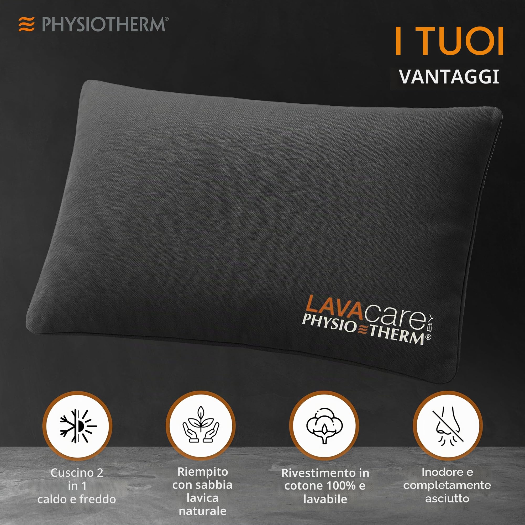LAVAcare Cuscino Termico Classico • Cuscino in Lava con Sabbia Lavica per il Relax • Adatto come Cuscino Termico & Refrigerante