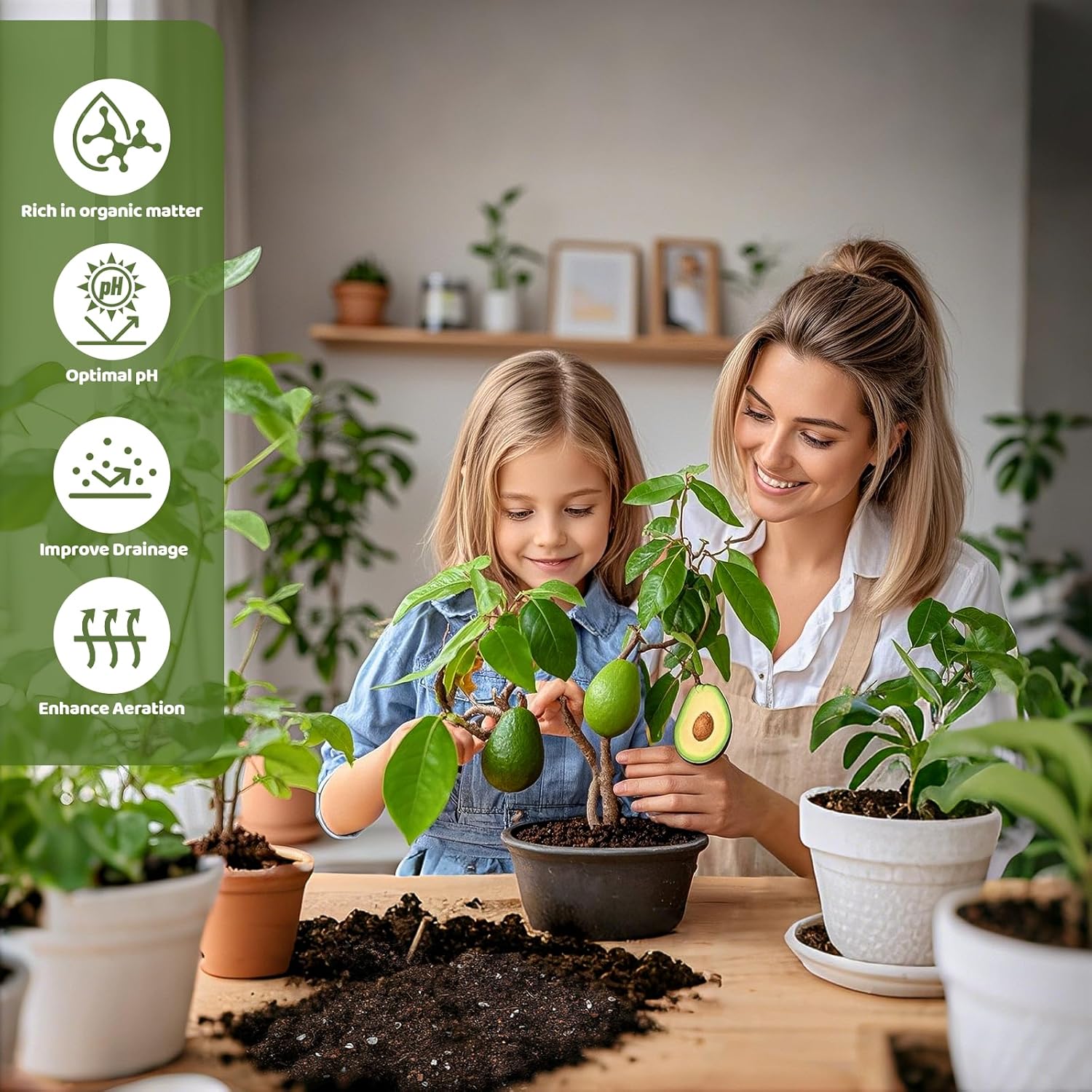 Organic Avocado Tree Potting Soil Mix 10qt, Enhance Growth and Transplant Success for Avocado Plants