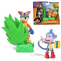Dora Adventure Pack AFFE Boots and Fox Swiper – Mini set da gioco con 2 personaggi (circa 9 cm) e un accessorio con funzione, per giocare fantasioso, per bambini dai 3 anni in su