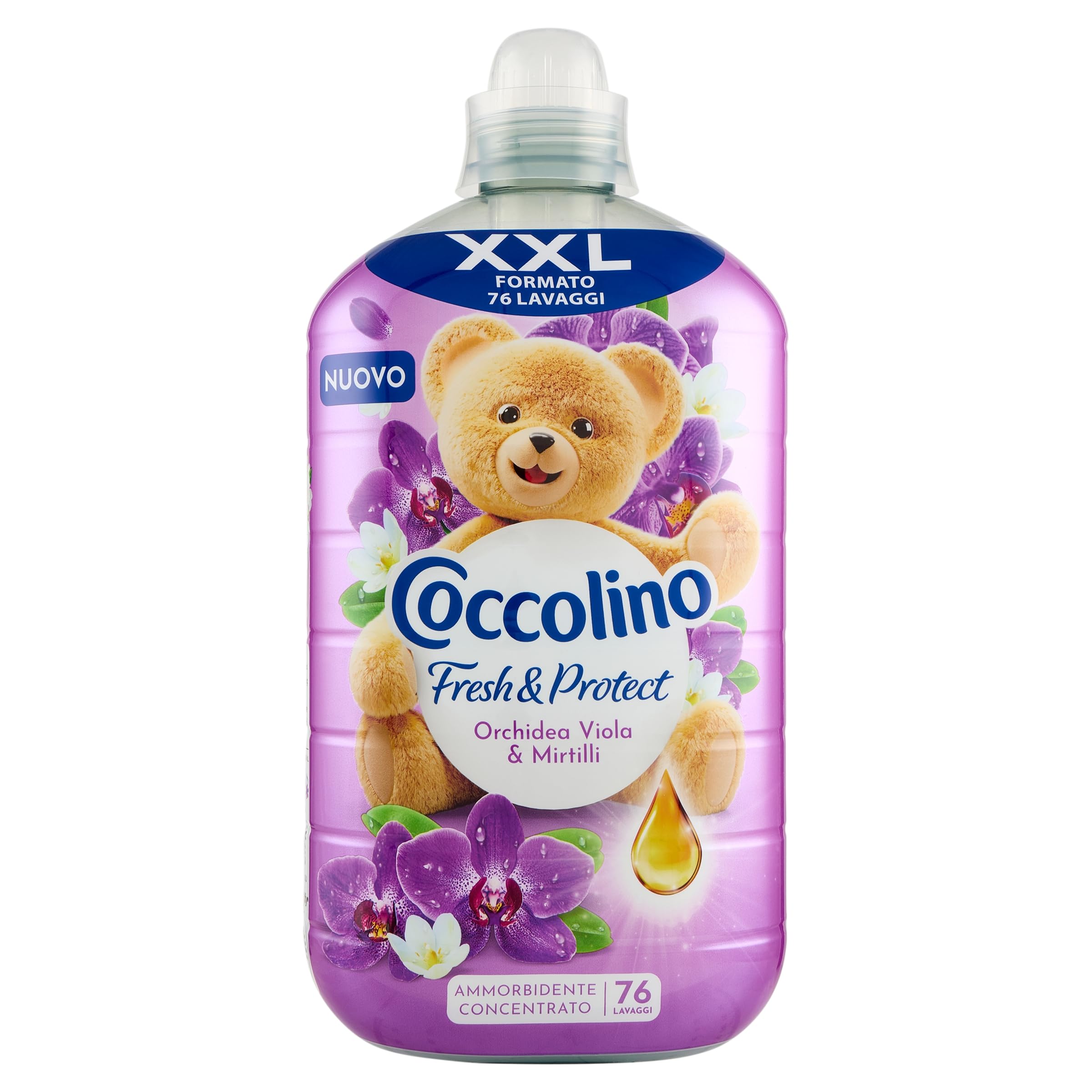 Coccolino Zmiękczacz koncentratu Orchidea fioletowy i żurawinowy, zmiękczacz intensywnej pralki z technologią Pro-Fibre, rozmiar XXL do 76 prań, 1750 ml