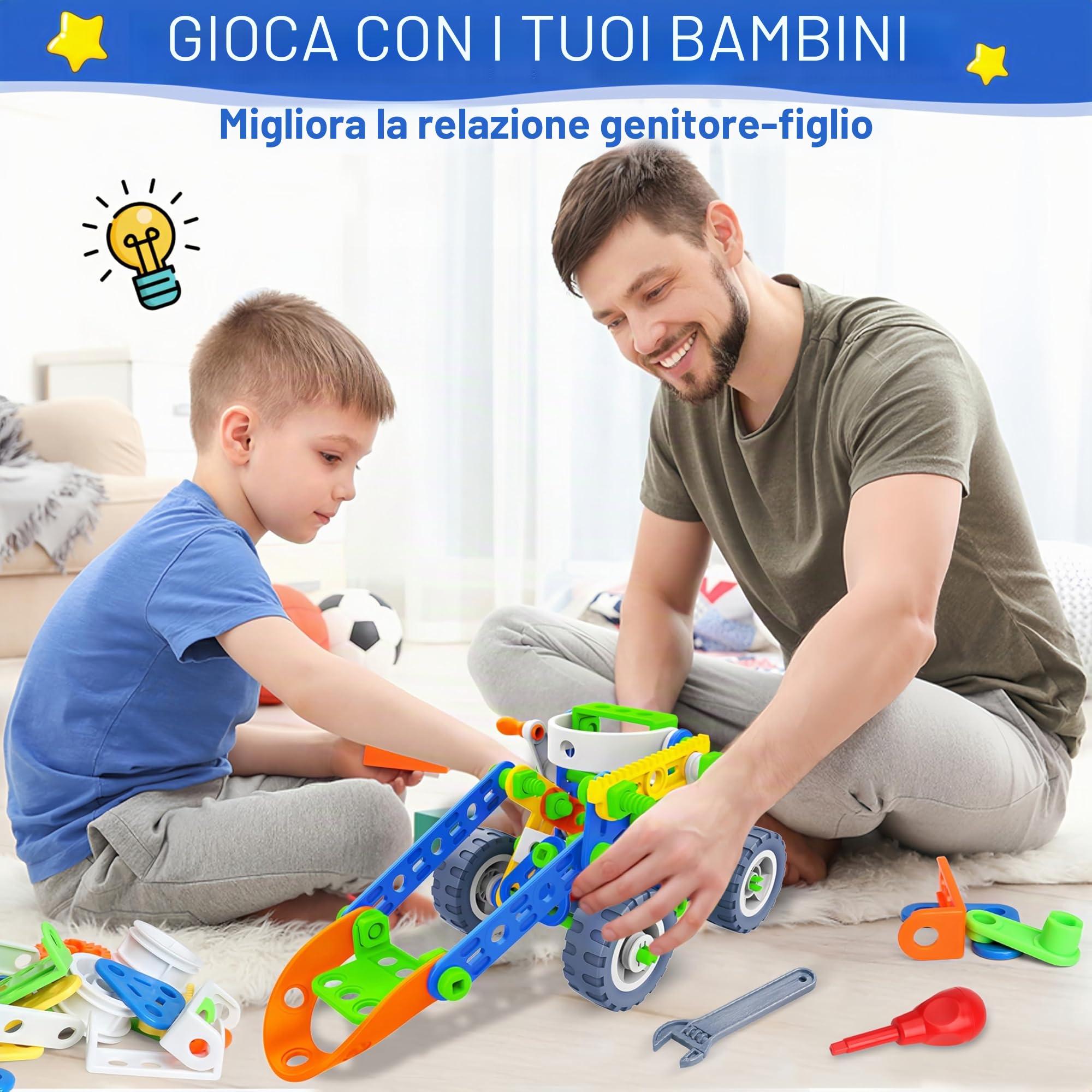 MOONTOY 12-in-1 Giochi Costruzioni per Bambini Regali 4 5 6 7 8 9 10 anni, 152 Pezzi Kit di Blocchi da Costruzione per Bambini Giocattolo Educativo Creativo da Costruzione Set Regalo per Bambino
