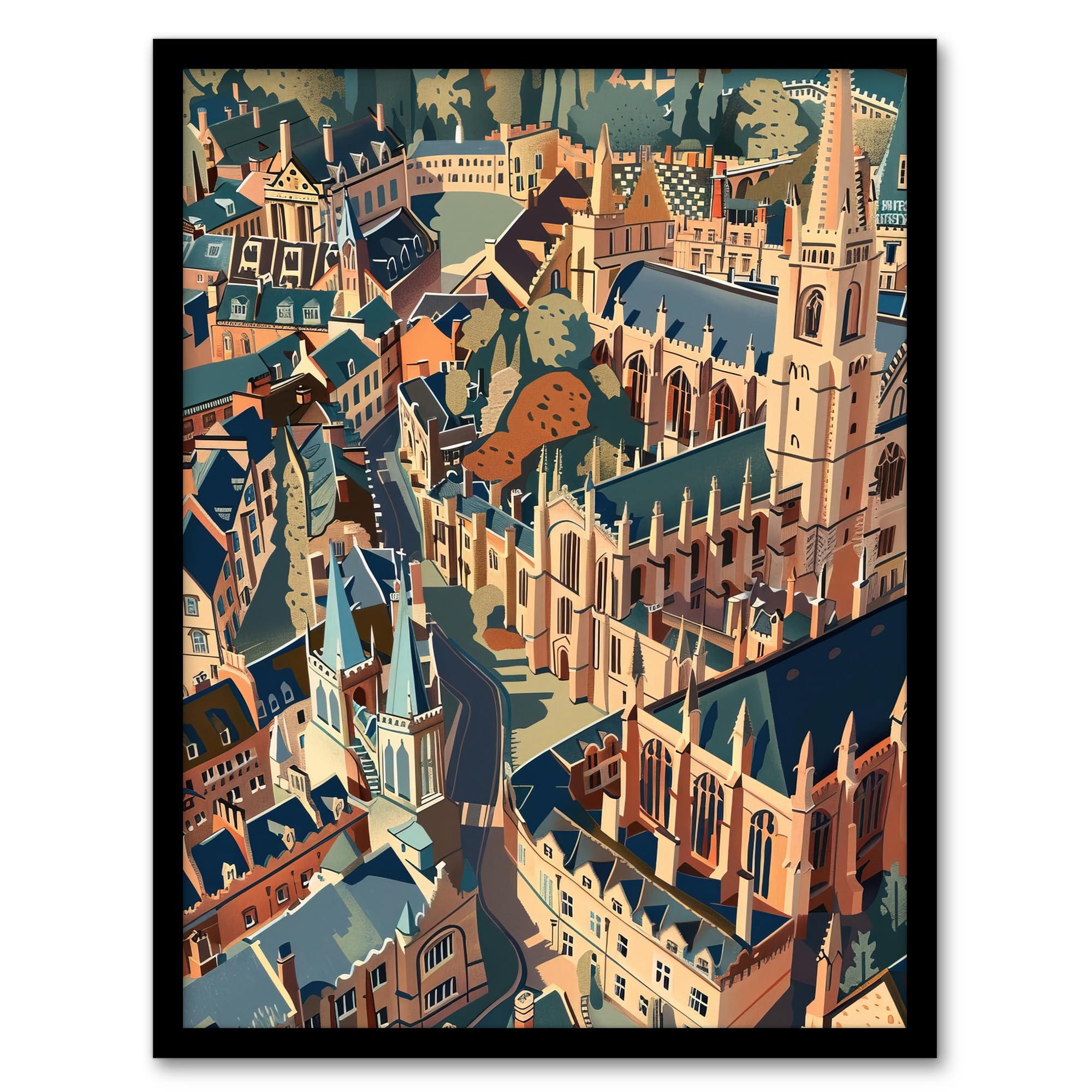 B&Q -  Oxford Cityscape Artwork Church Cathedral Wall Art PrintA4 Size