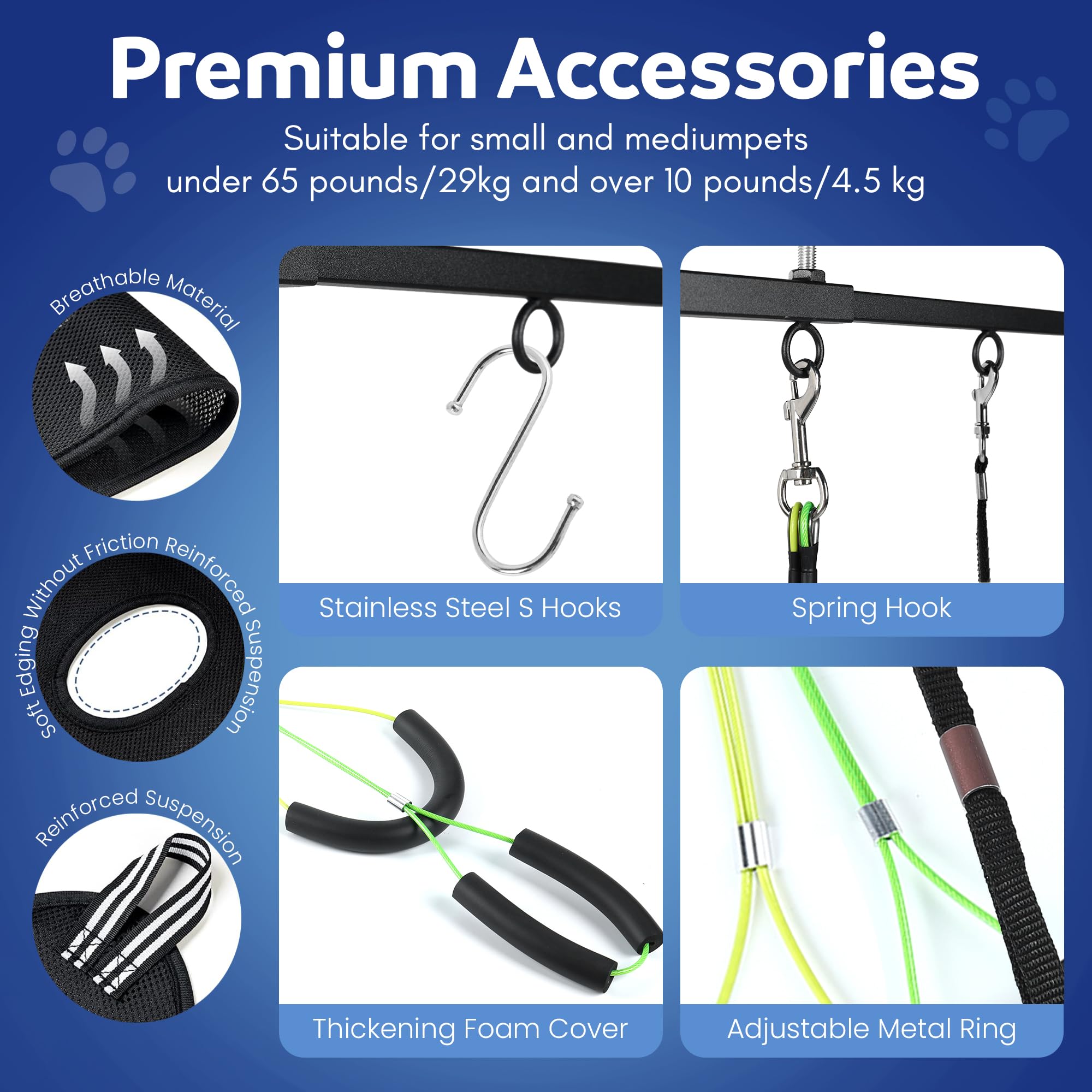 Premium Hundepflege-Arm mit Klemme & Hundepflege-Hängematte – robuster Fellpflegetisch für Hunde zu Hause – Nagelknipser für Hunde – komplettes Haustierpflegeset & Hundegeschirr zum