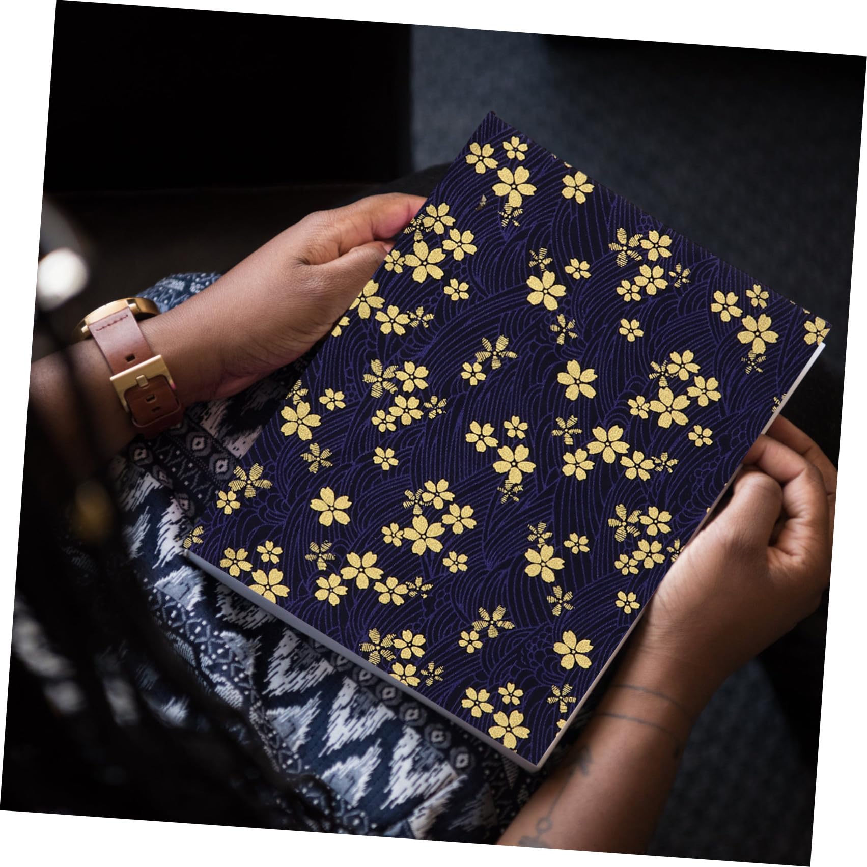3pezzi Stamping Cherry Blossoms Cloth Book Cover Diary Sleeve Leggera e Resistente Perfetta Per Libri e Quaderni Per Amanti Della Lettura
