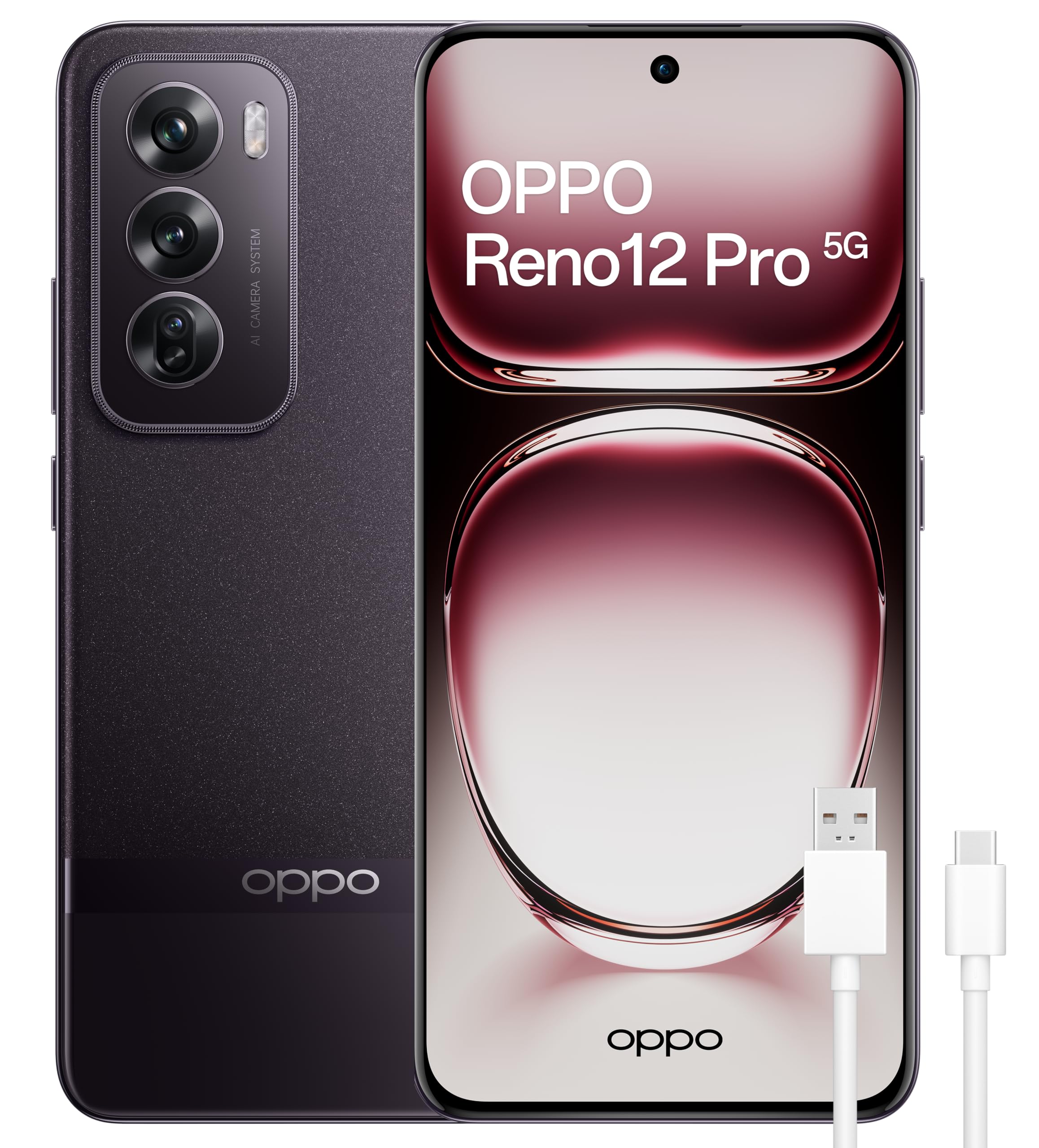 OPPO Reno12 Pro 5G - Smartphone sbloccato con IA, 24 GB (12 GB+​12 GB) +​512 GB, display 3D AMOLED 6.7", fotocamera 50 +​8 +​50 MP, Android, video 4K, batteria 5000 mAh, ricarica rapida 80 W - Nebula