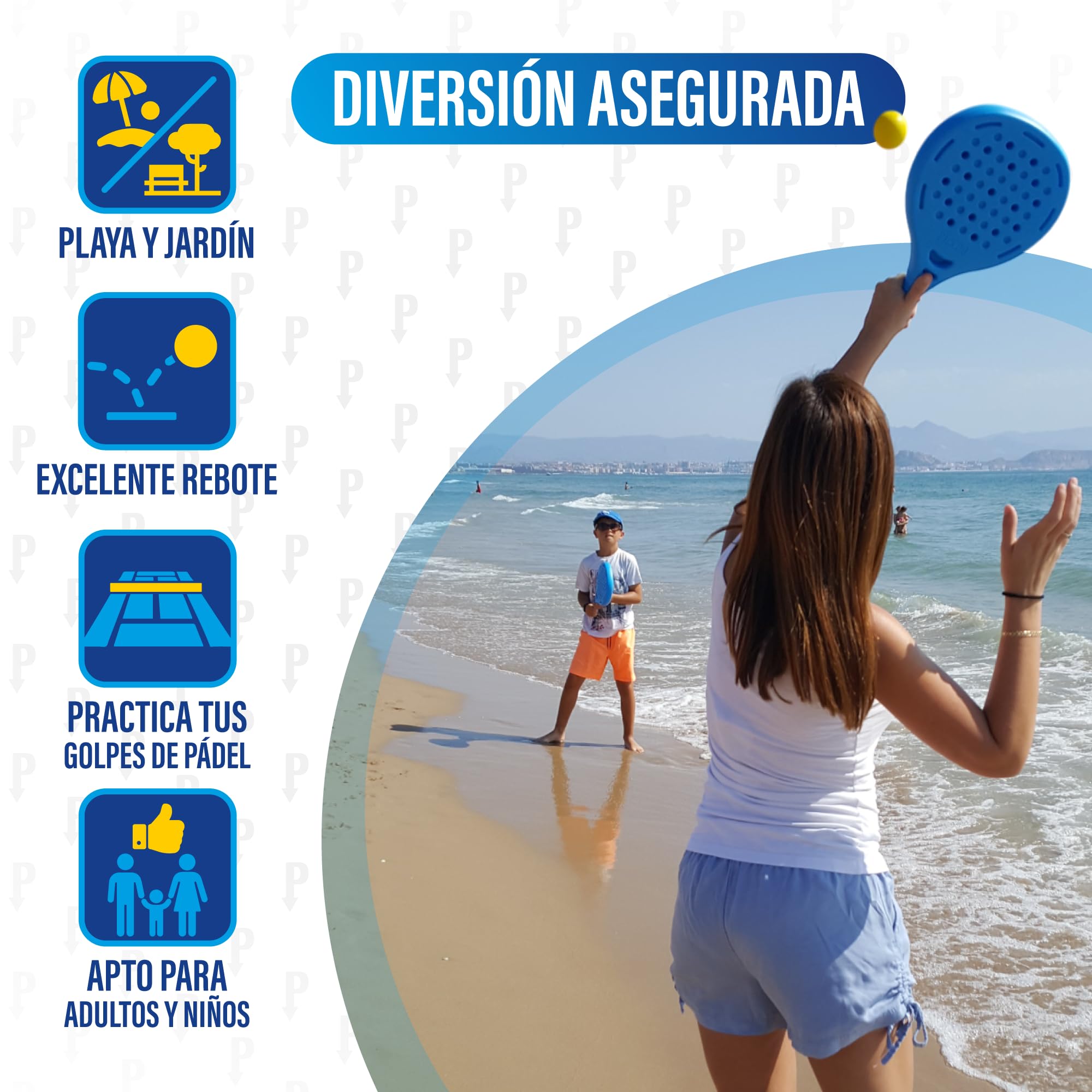 Palas de Padel Playa Impermeable al Agua 2 Palas + 3 Pelotas EVA Azul