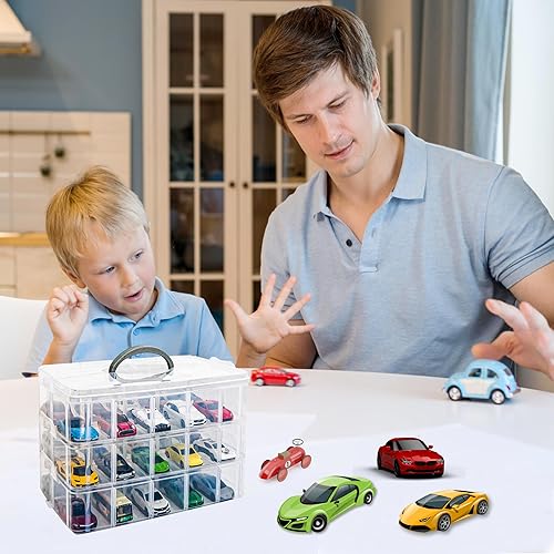 Miniatura 6 de Estuche de almacenamiento para 30 ruedas calientes, organizador de almacenamiento de autos de juguete para autos de caja de cerillas, soporte de