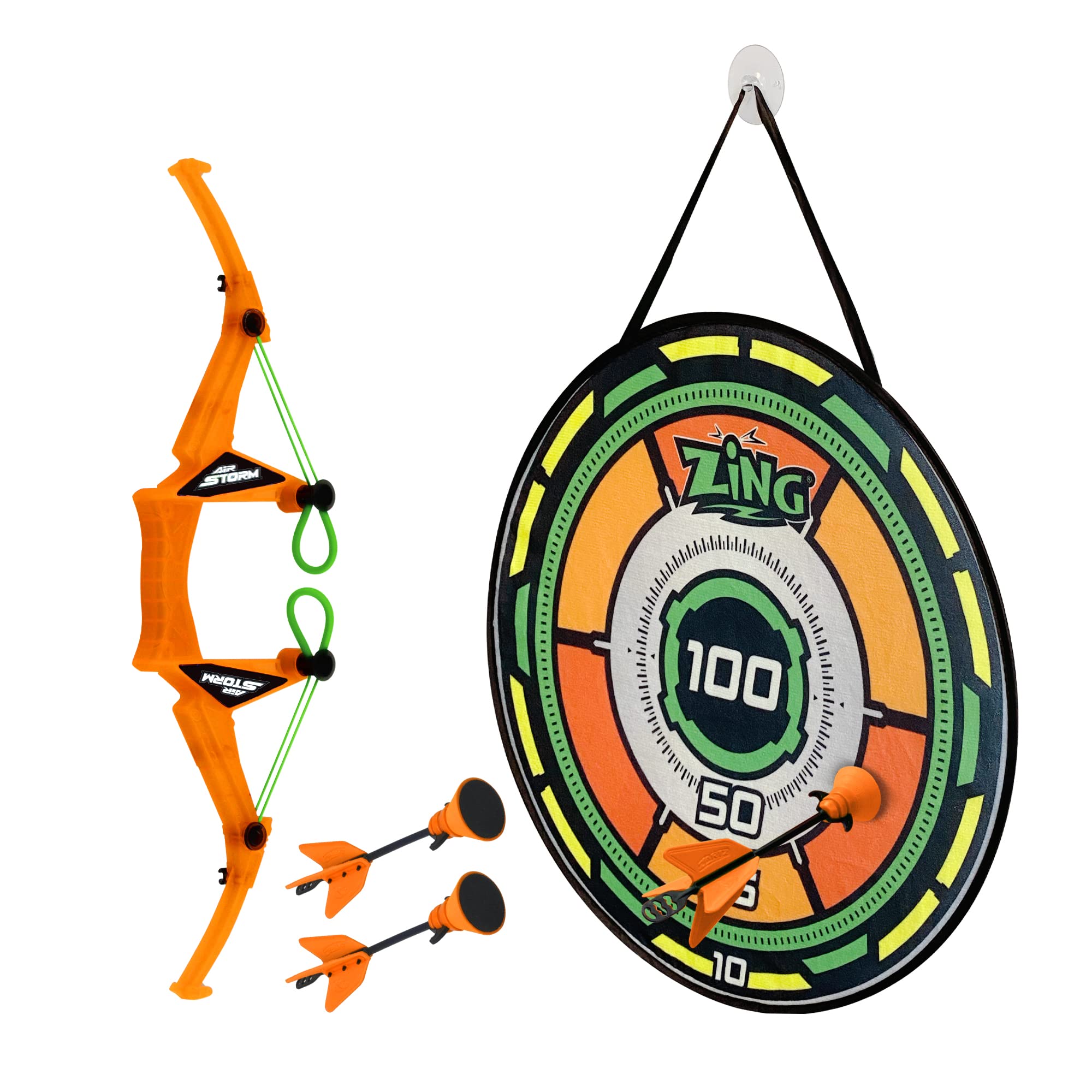 Air Storm As200 Bullz Eye Bow, Includes 1 Bow, 3 Velcro-Tipped Arrows And 1 Target, Safely Shoots Arrows Over 35Ft, Short Range, (Colors May Vary)