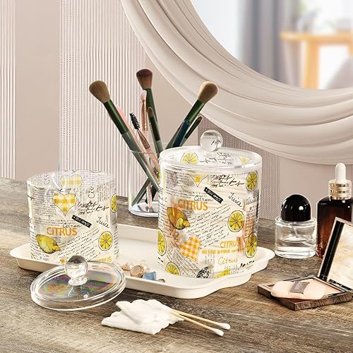 Miniatura 5 de Tarros de limones con tapas, tarros decorativos de baño, recipientes para lavandería, contenedor redondo de algodón para dormitorio, artículos