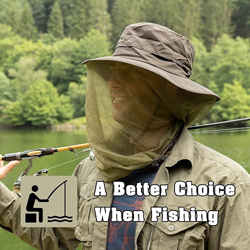 Miniatura 9 de Comhats Sombreros de malla de nylon de malla de velo para hombres protección UV sol pescajardineríanavegación al aire libre