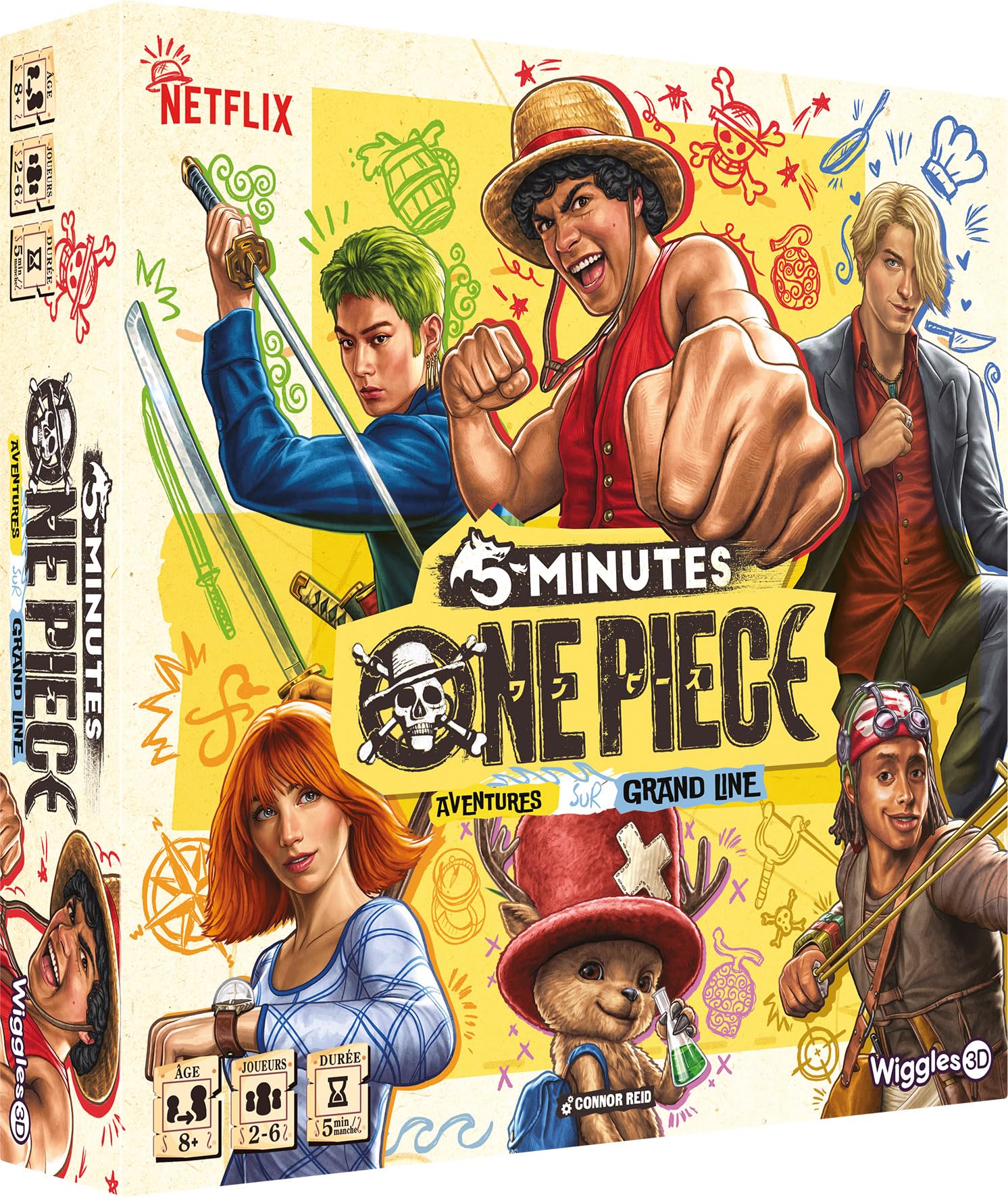 Asmodee - 5 Minutes: One Piece - Wiggles 3D - Frantic Cooperative Card Game - One Piece Series Universe - from 8 Years - 2 to 6 Players - 5 Min - French Version