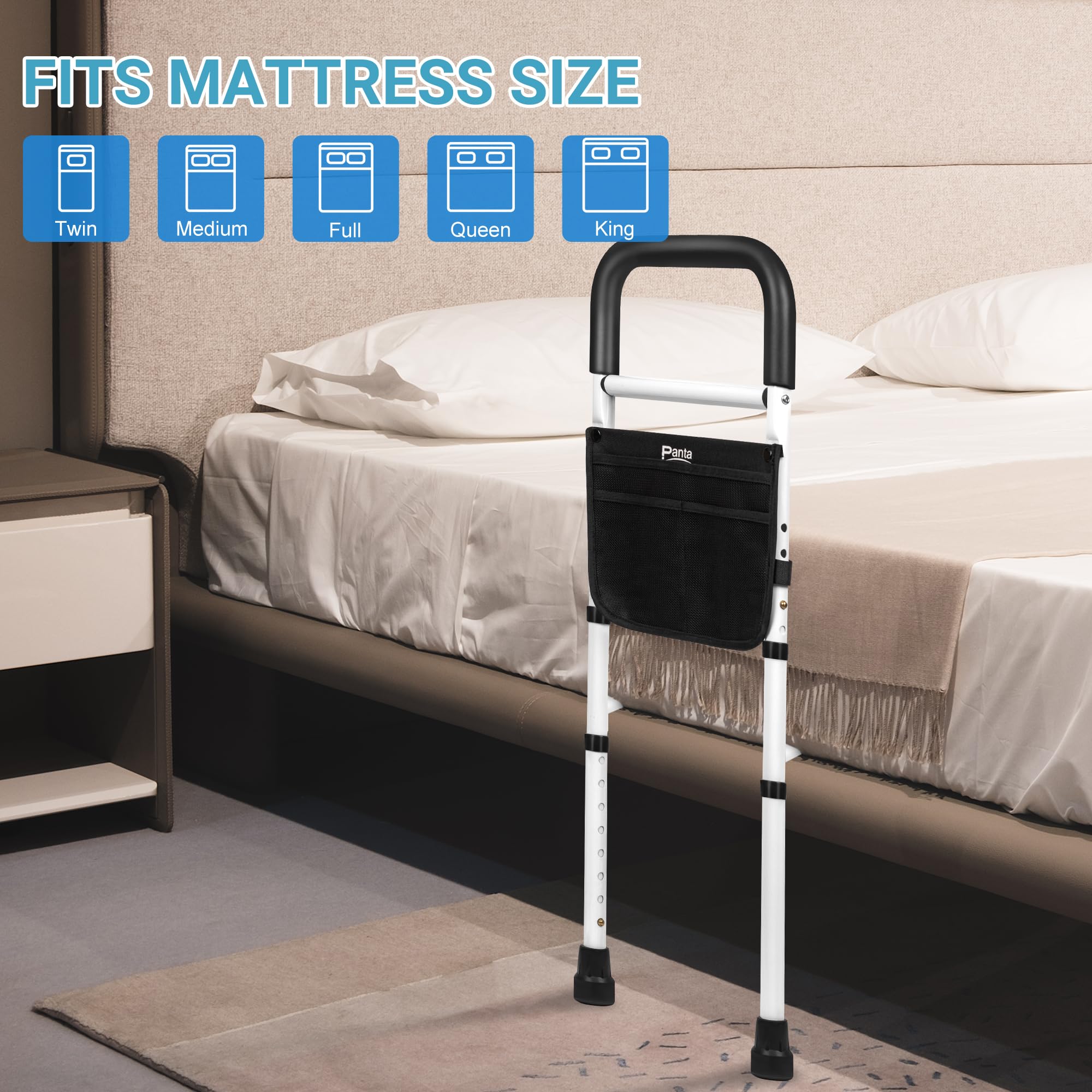 Bed Leg Rails Front Bed Rails for Elderly Adults Safety, Adjustable Bed Assist Rails for ...