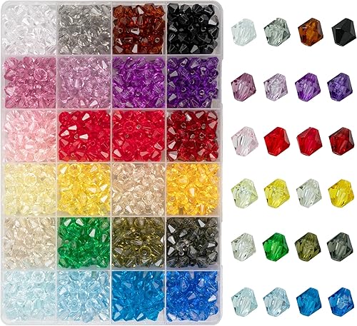 Cuentas de cristal de bicono de 24 colores, cuentas sueltas facetadas de cristal de 0.315 in para hacer joyas de bricolaje, 960 unidades