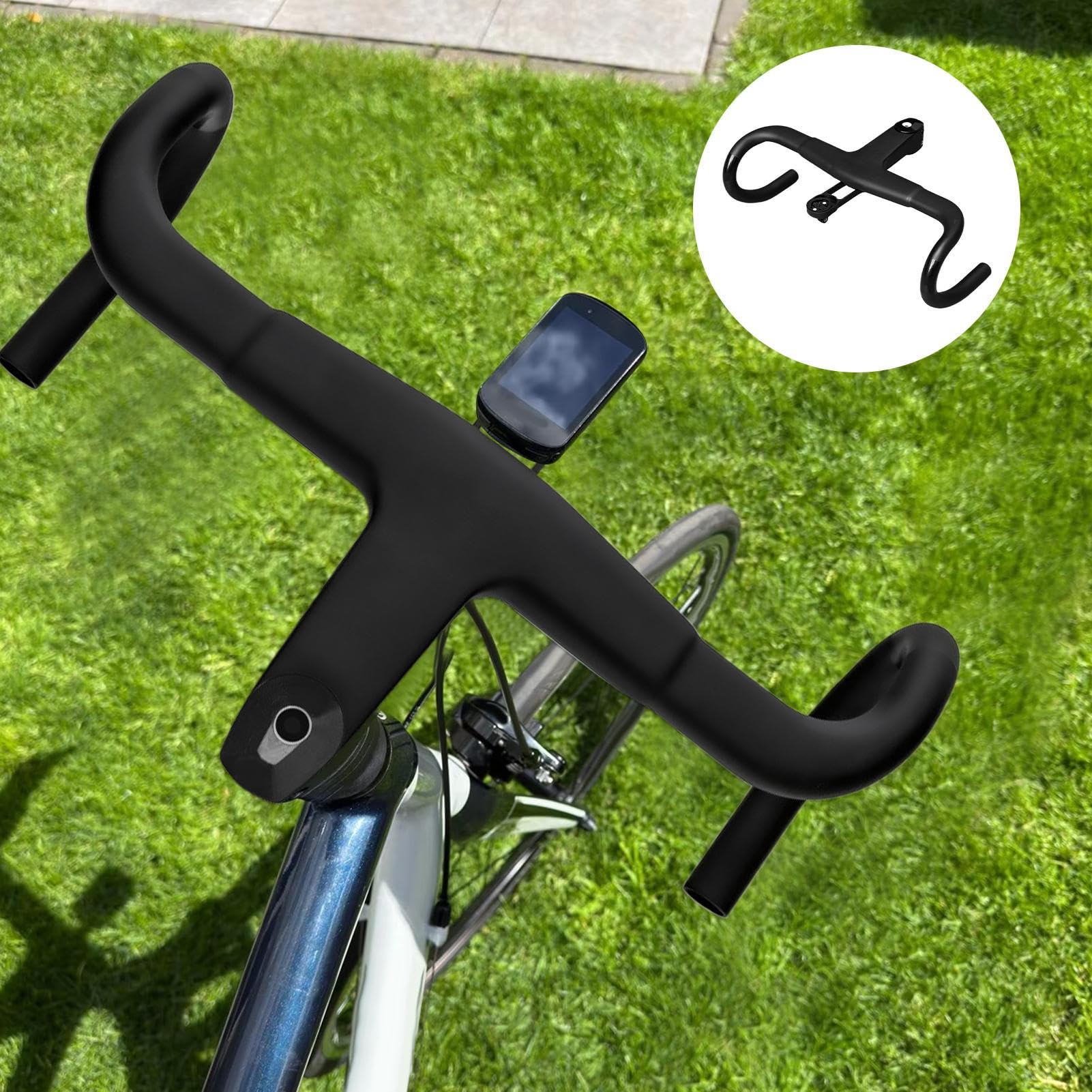 Vorbau integrierter Lenker Carbon Lenker Integriert | Ergonomische Schockabsorbierende Aluminiumlegierung Fahrradteile für Erwachsene Jugendliche Enthusiasten und