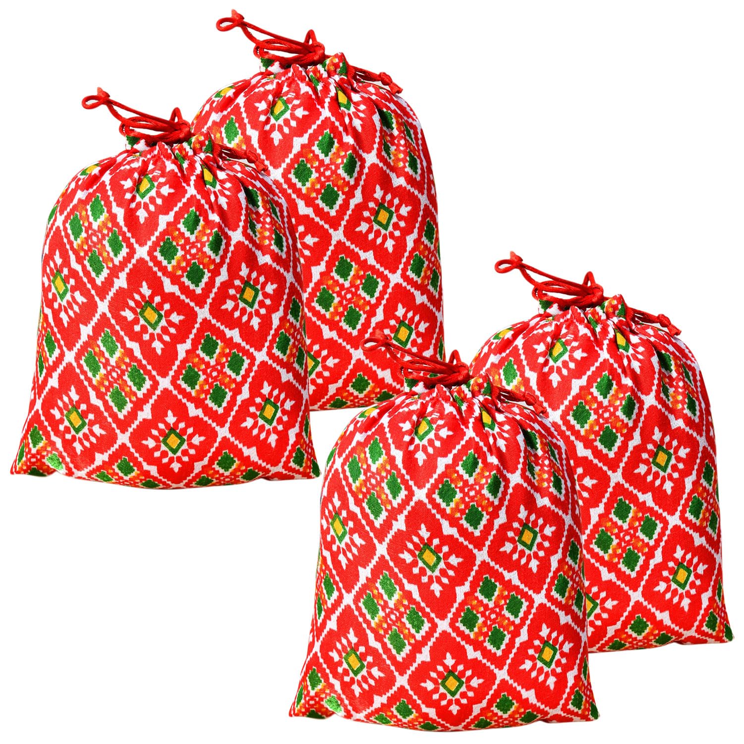 Kuber Industries Potli | Silk Wedding Potli | Drawstring Closure Potli | Wallet Potli | Christmas Gift Potli | Baby Shower Potli | Patola-Print Potli | Medium | 7x9 Inch | Pack of 4 | Red (B0CQTC3RT7) Amazon Price History, Amazon Price Tracker