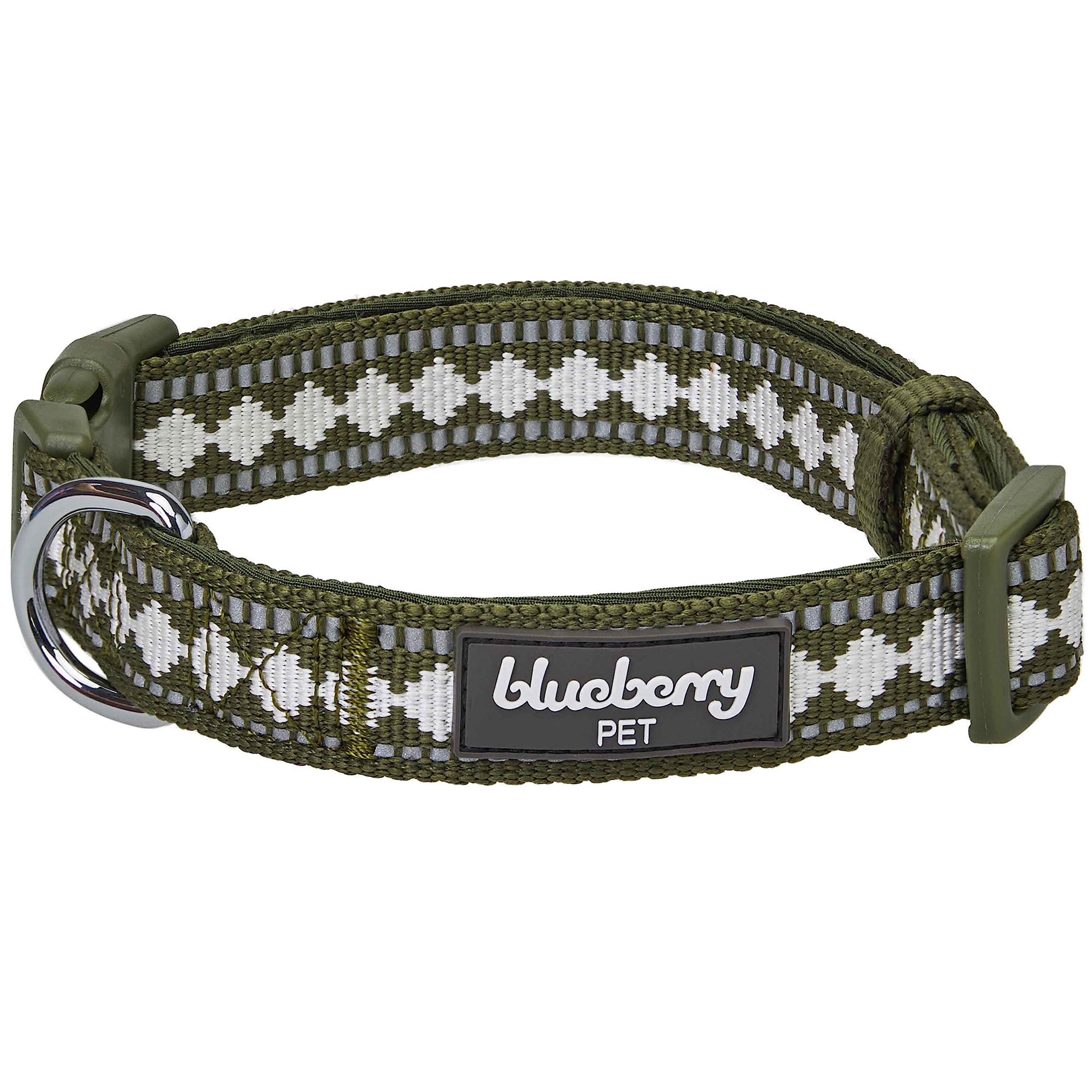 Collier chien anti irritation rembourré néoprène réfléchissant olive