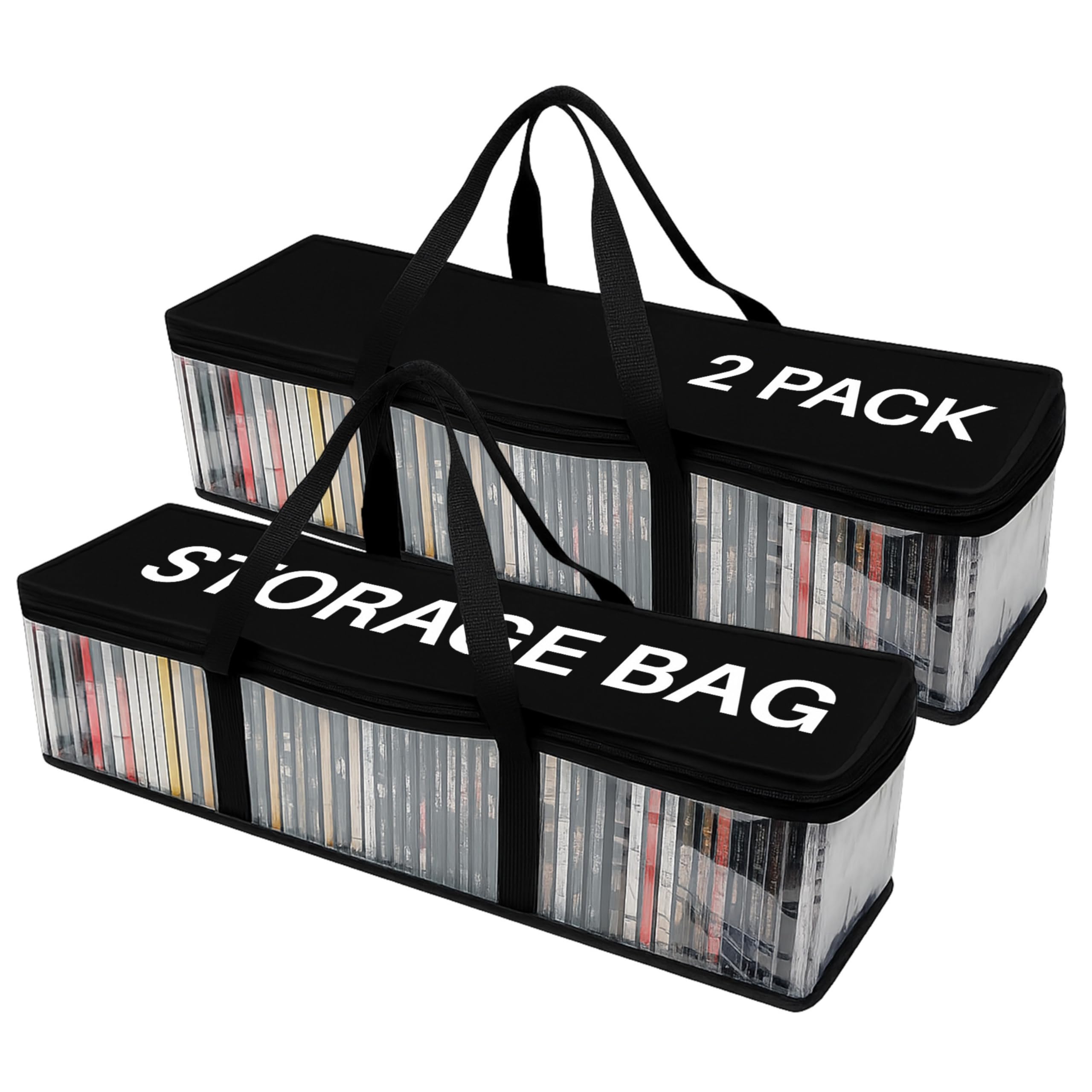 Evelots CD Storage Bags, 2 Pack, Holds 100 CDs with Handles