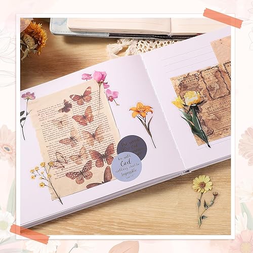 Miniatura 10 de 80 piezas de calcomanías de flores naturales para álbumes de recortes, calcomanías autoadhesivas para álbumes de recortes, suministros para diario