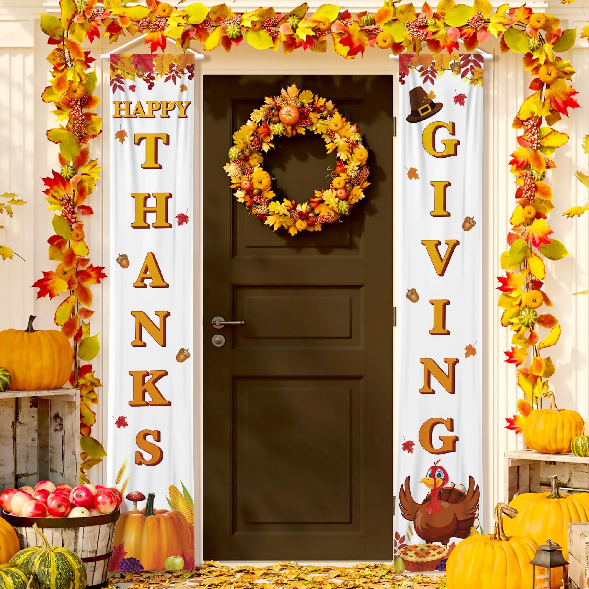 Amazon.com: KatchOn, Happy Thanksgiving Door Banner - Large 72x12 Inch | Thanksgiving Door ...