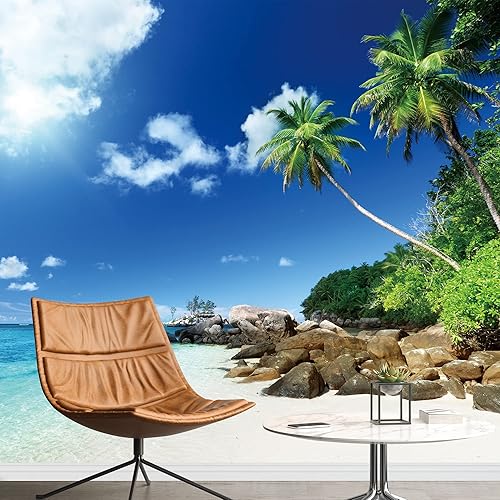 Miniatura 11 de SIGNWIN Mural de pared con vista al mar azul y playa extraíble, autoadhesivo, decoración de pared para dormitorio, sala de estar, 66 x 96 pulgadas