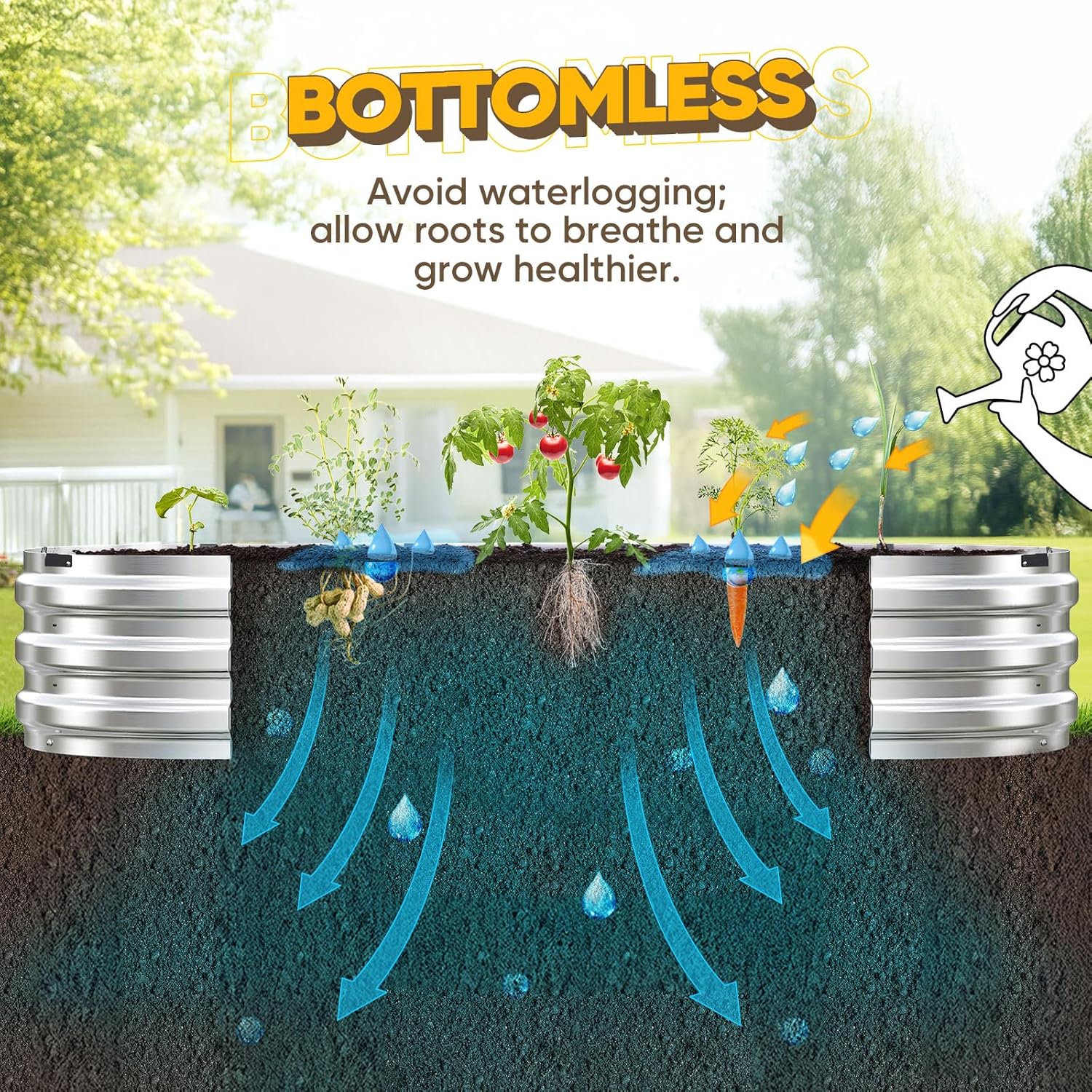 KING BIRD Raised Garden Bed Kit 2025 Upgraded Quick-Setup Galvanized Planter Garden Box Outdoor for Gardening, Vegetables, Flowers, 94x36x12 in, Silver